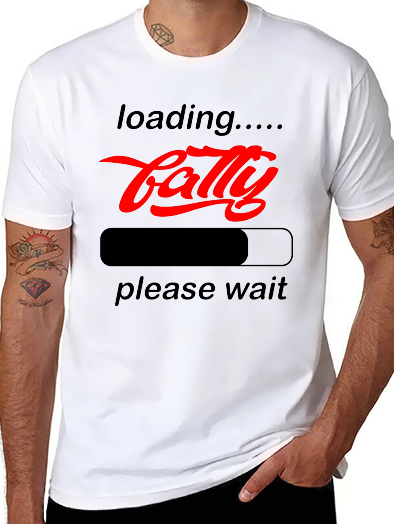 Funny Fatty Loading Graphic Tee - Please Wait T-Shirt
