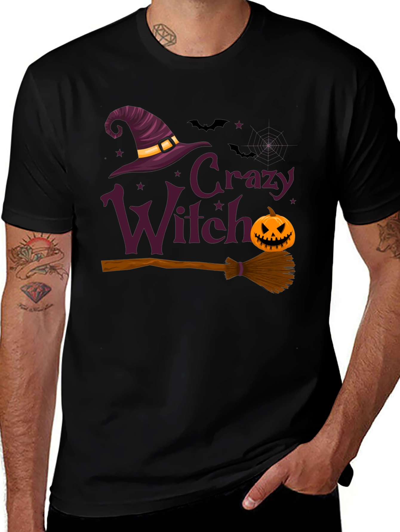 Crazy Witch Halloween Graphic Tee