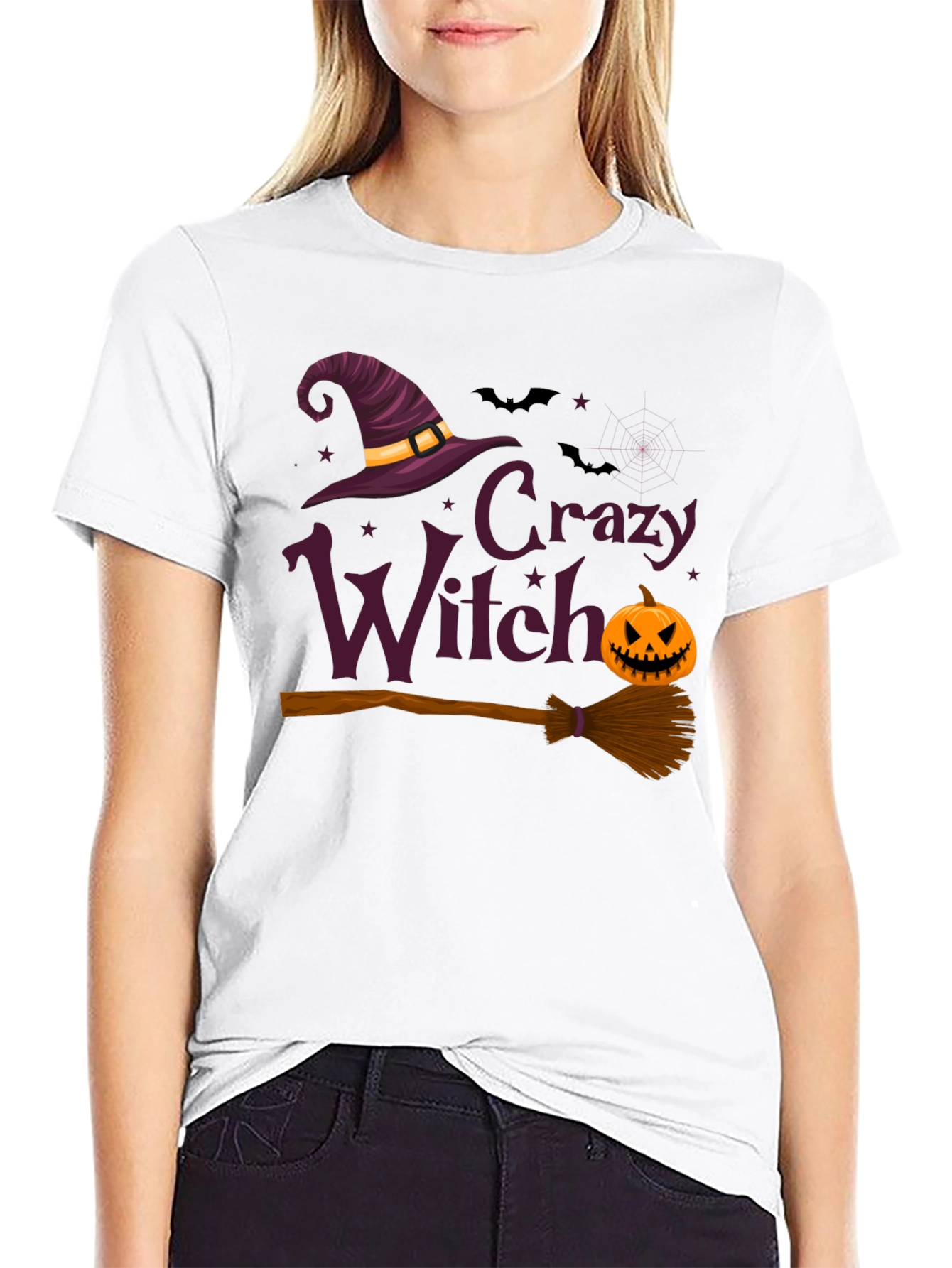 Crazy Witch Halloween Graphic Tee