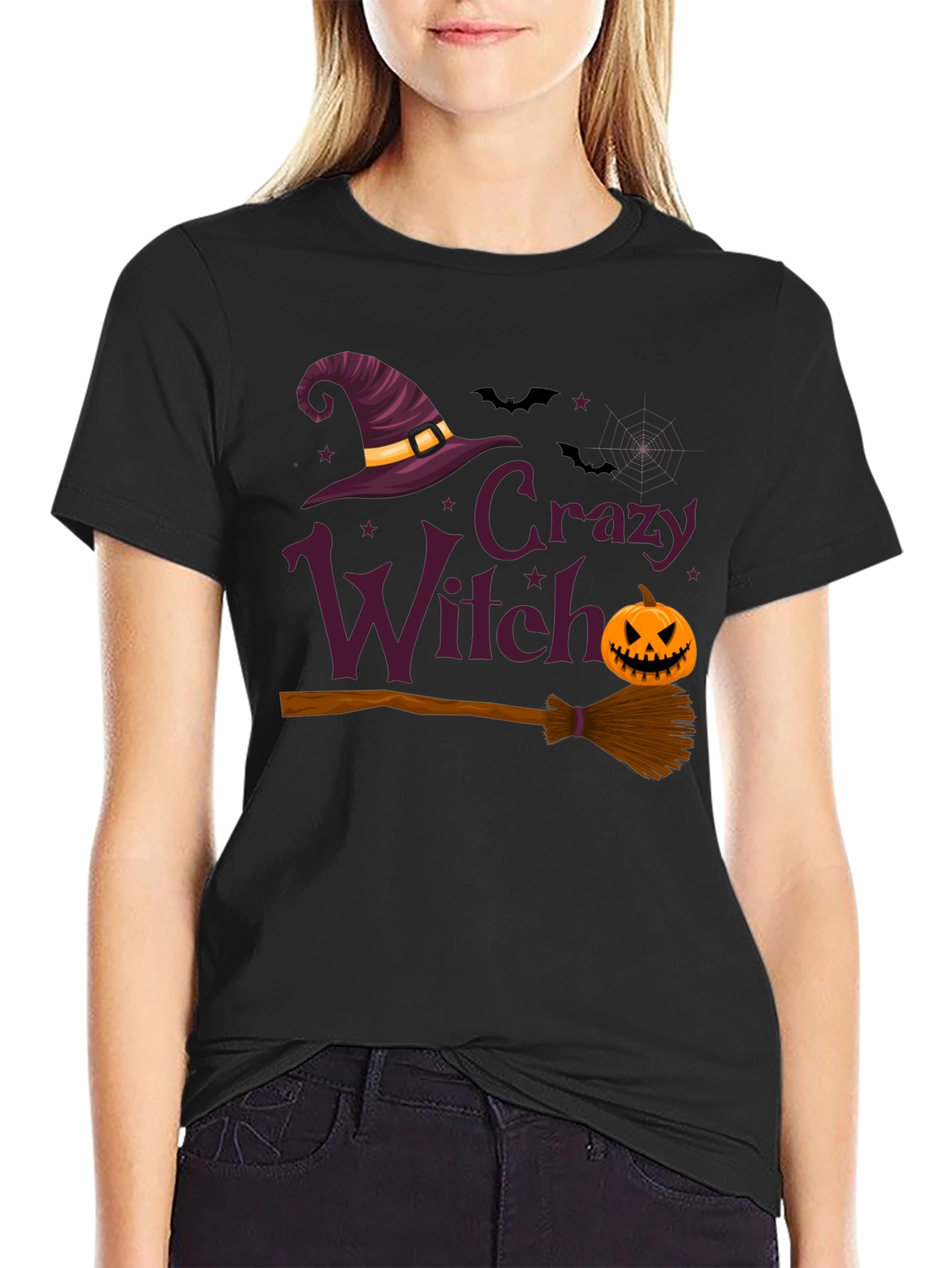 Crazy Witch Halloween Graphic Tee