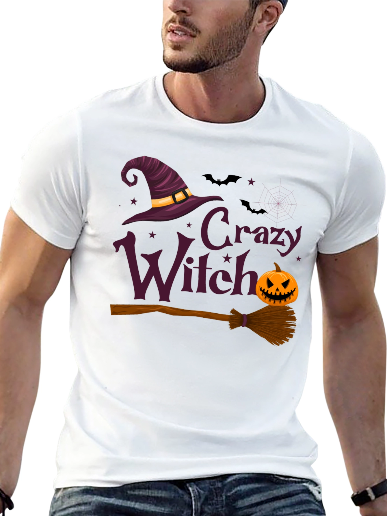 Crazy Witch Halloween Graphic Tee
