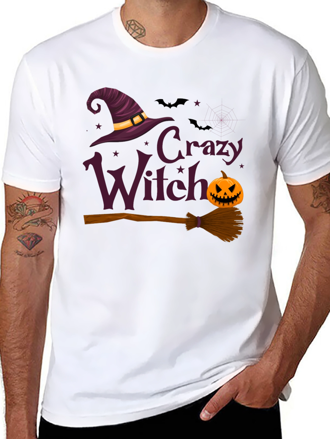 Crazy Witch Halloween Graphic Tee