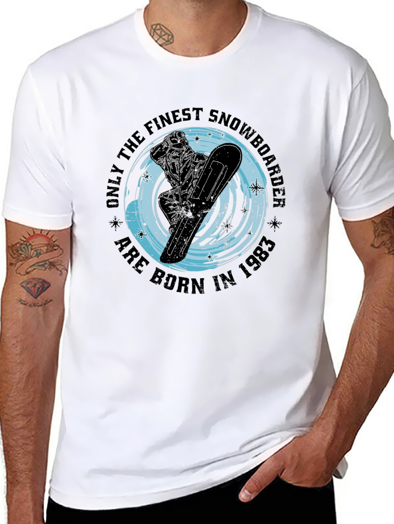 Finest Snowboarder Born in 1983 Black T-Shirt