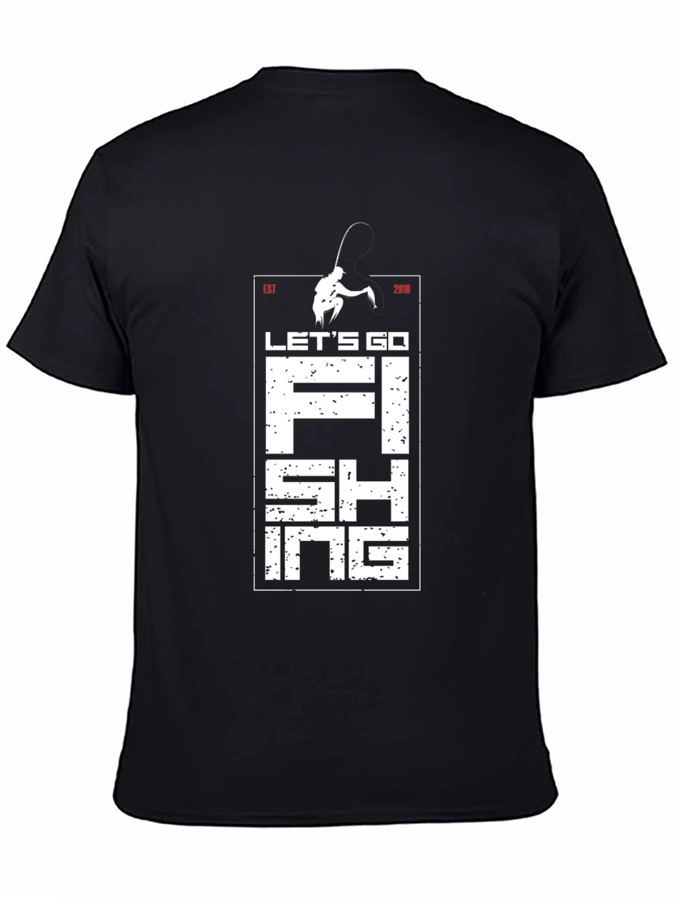 Lets Go Fishing Black Graphic T-Shirt