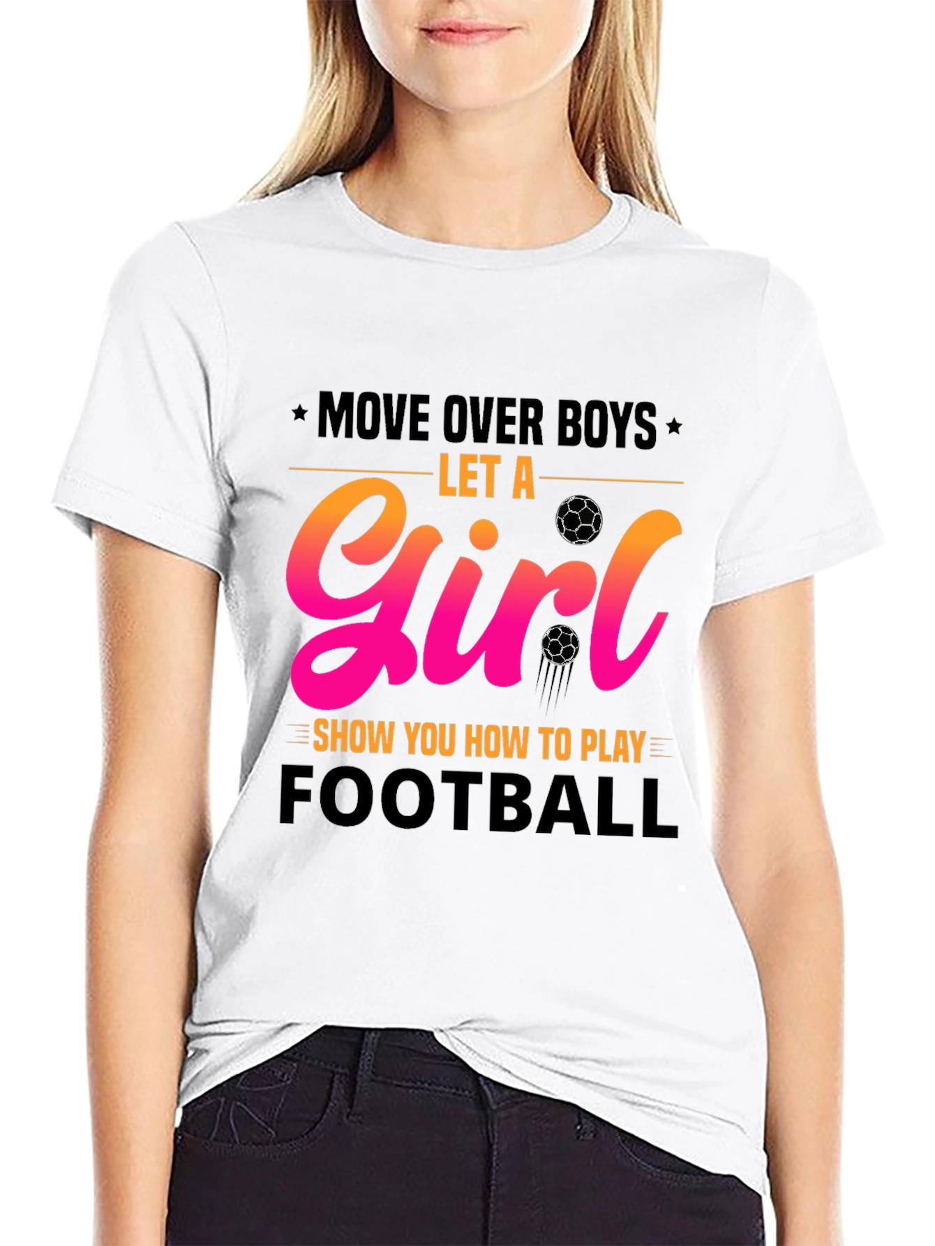 Girls Football T-Shirt - Move Over Boys!