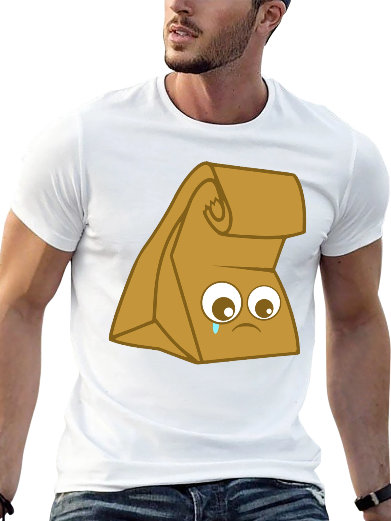 Sad Lunch Bag Graphic T-Shirt - Black Cotton Tee