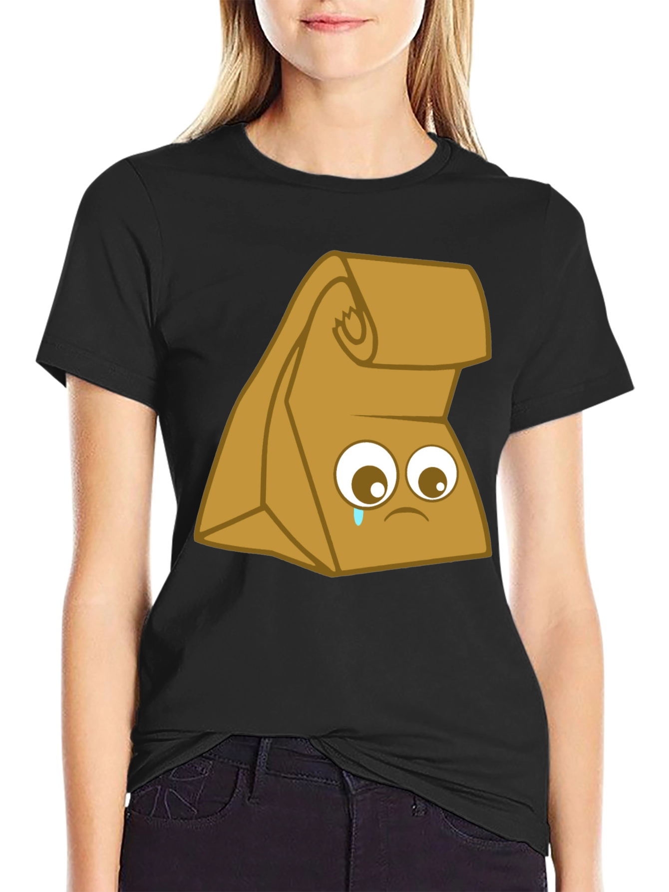 Sad Lunch Bag Graphic T-Shirt - Black Cotton Tee