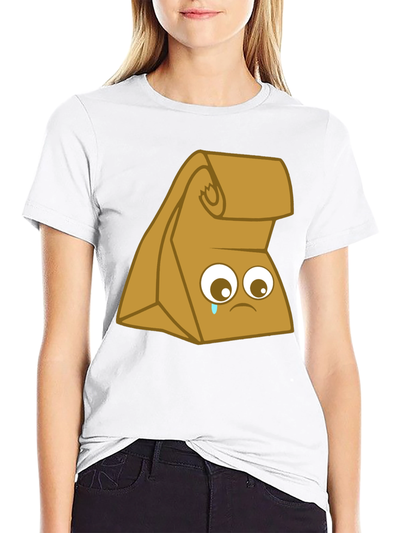 Sad Lunch Bag Graphic T-Shirt - Black Cotton Tee