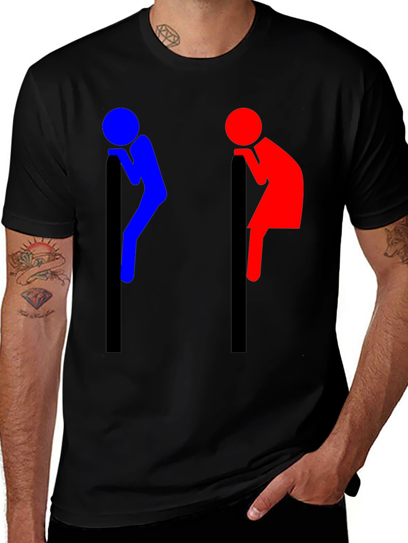 Funny Leaning People Graphic T-Shirt