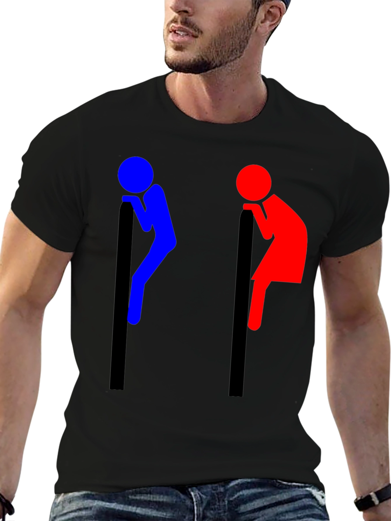 Funny Leaning People Graphic T-Shirt