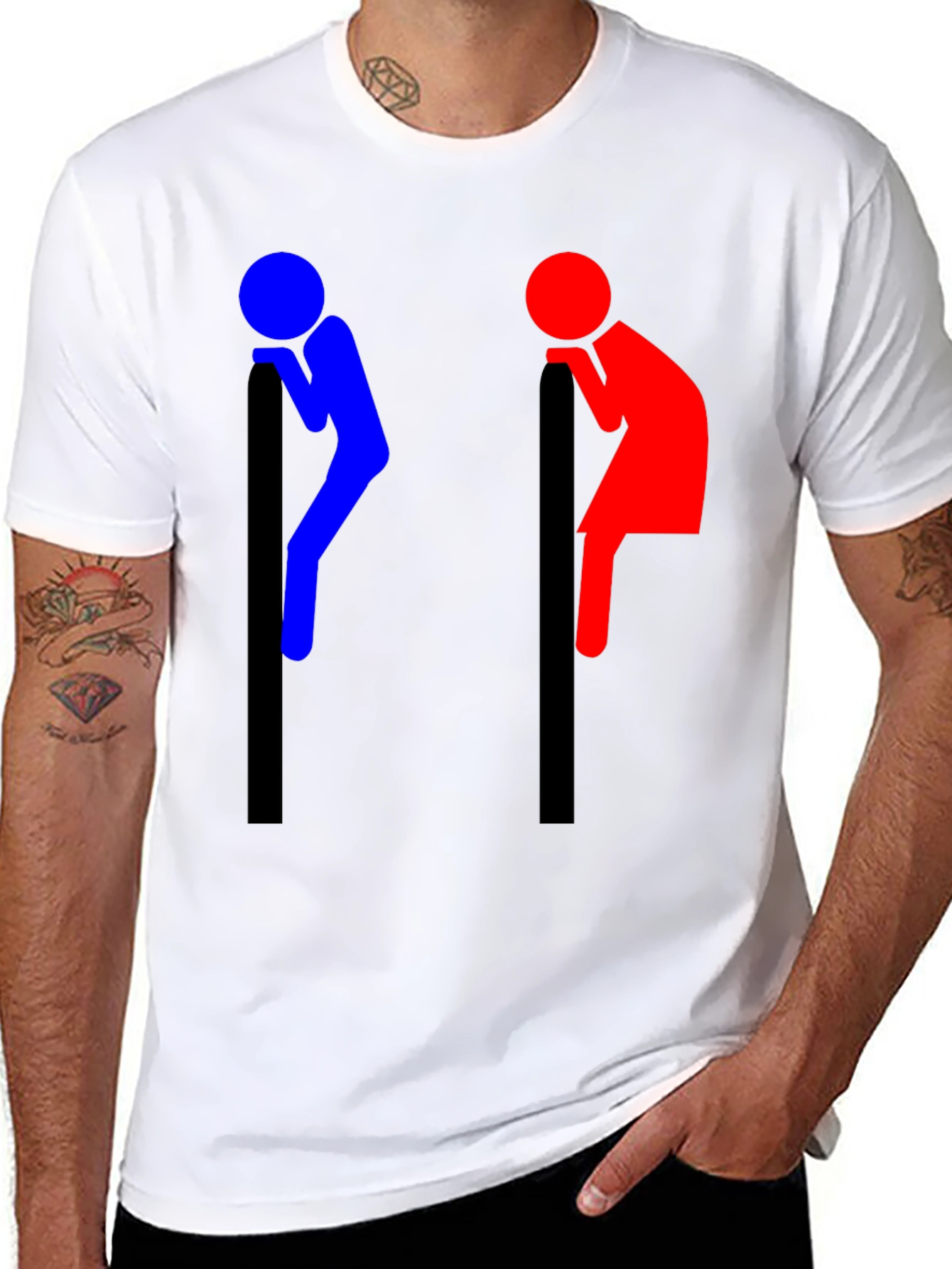 Funny Leaning People Graphic T-Shirt