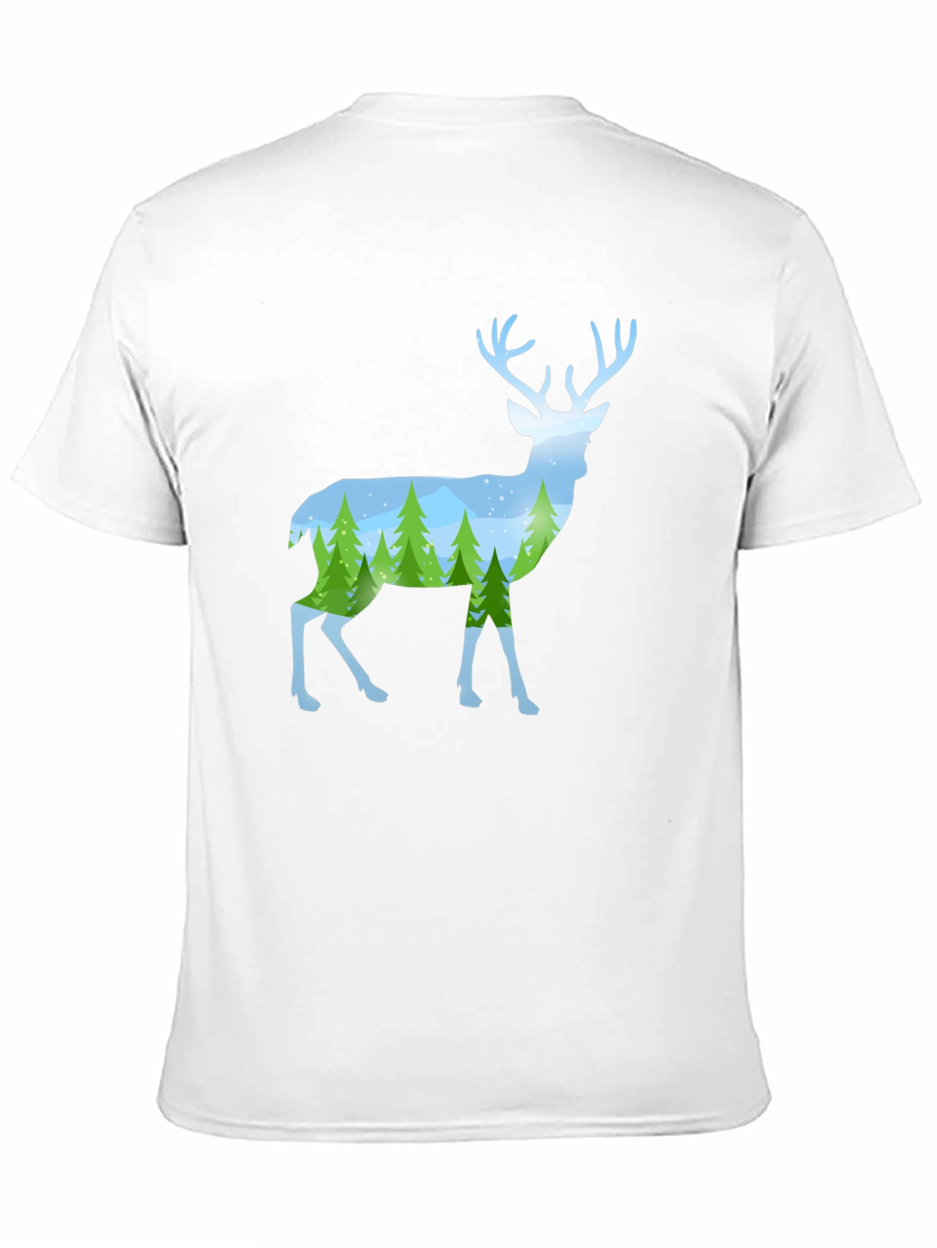 Deer Silhouette Forest Scene Graphic Tee - Black