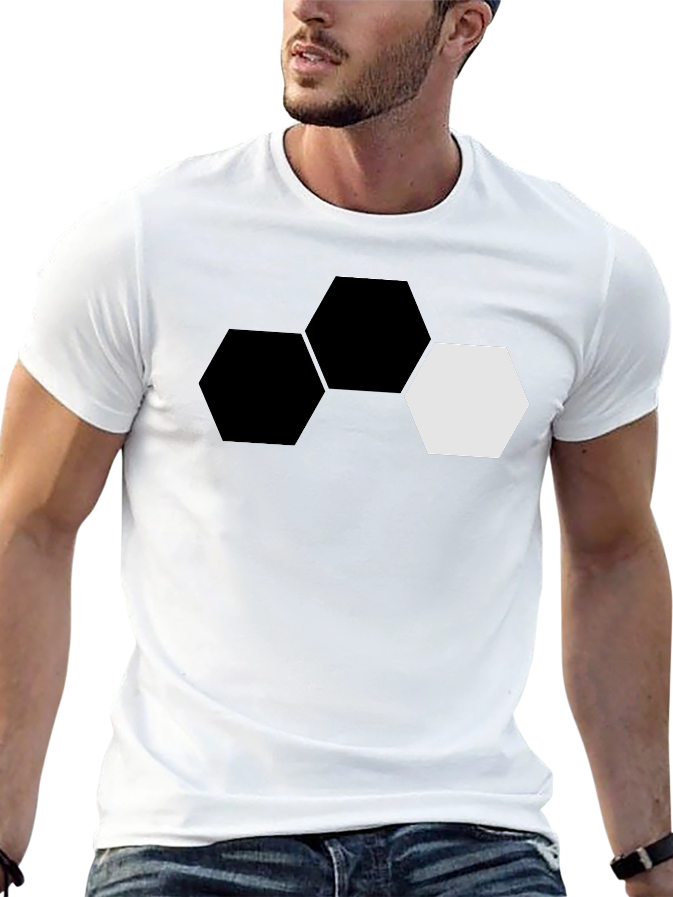 Hexagon Graphic Tee - Modern Geometric Design