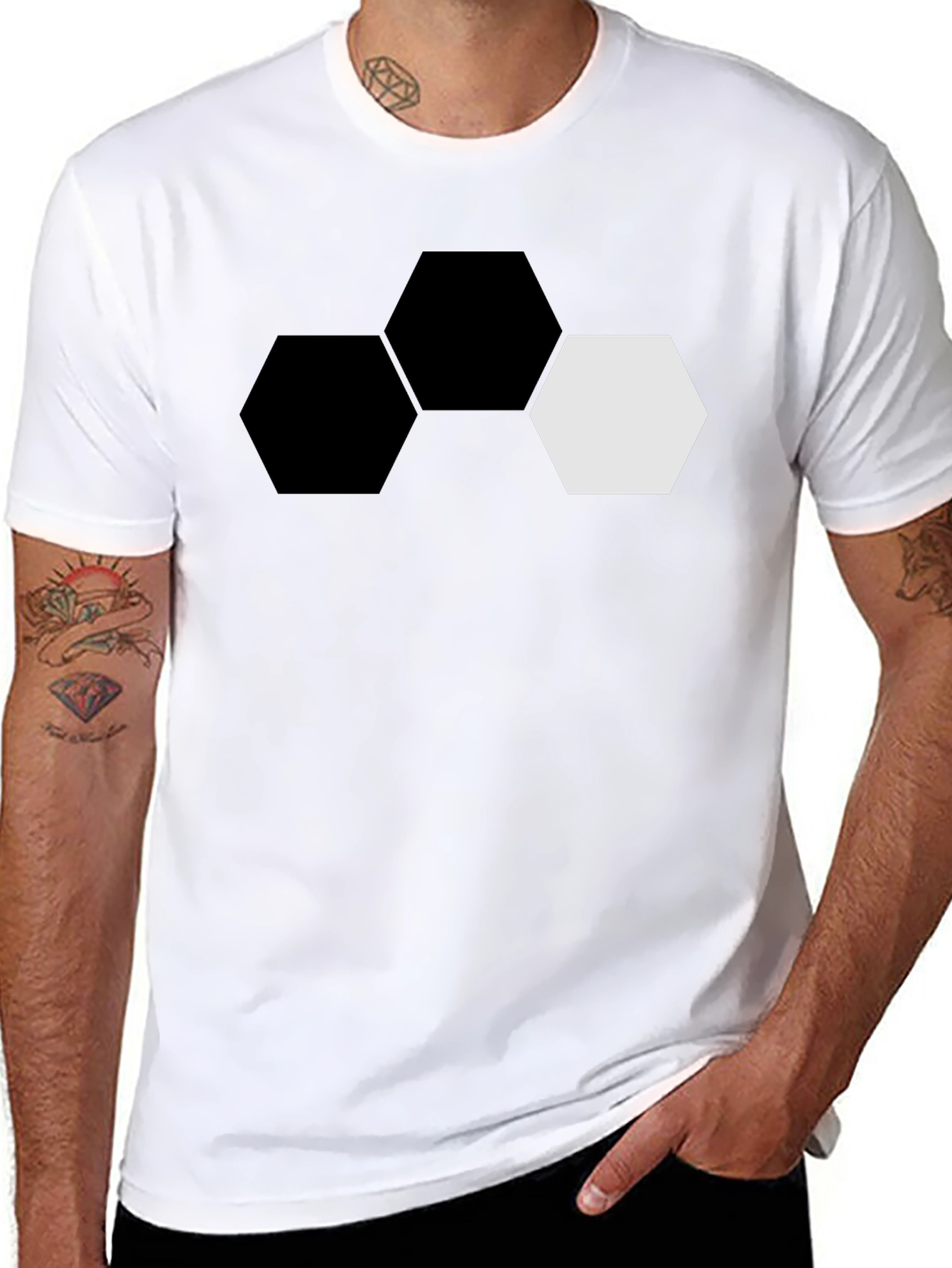 Hexagon Graphic Tee - Modern Geometric Design