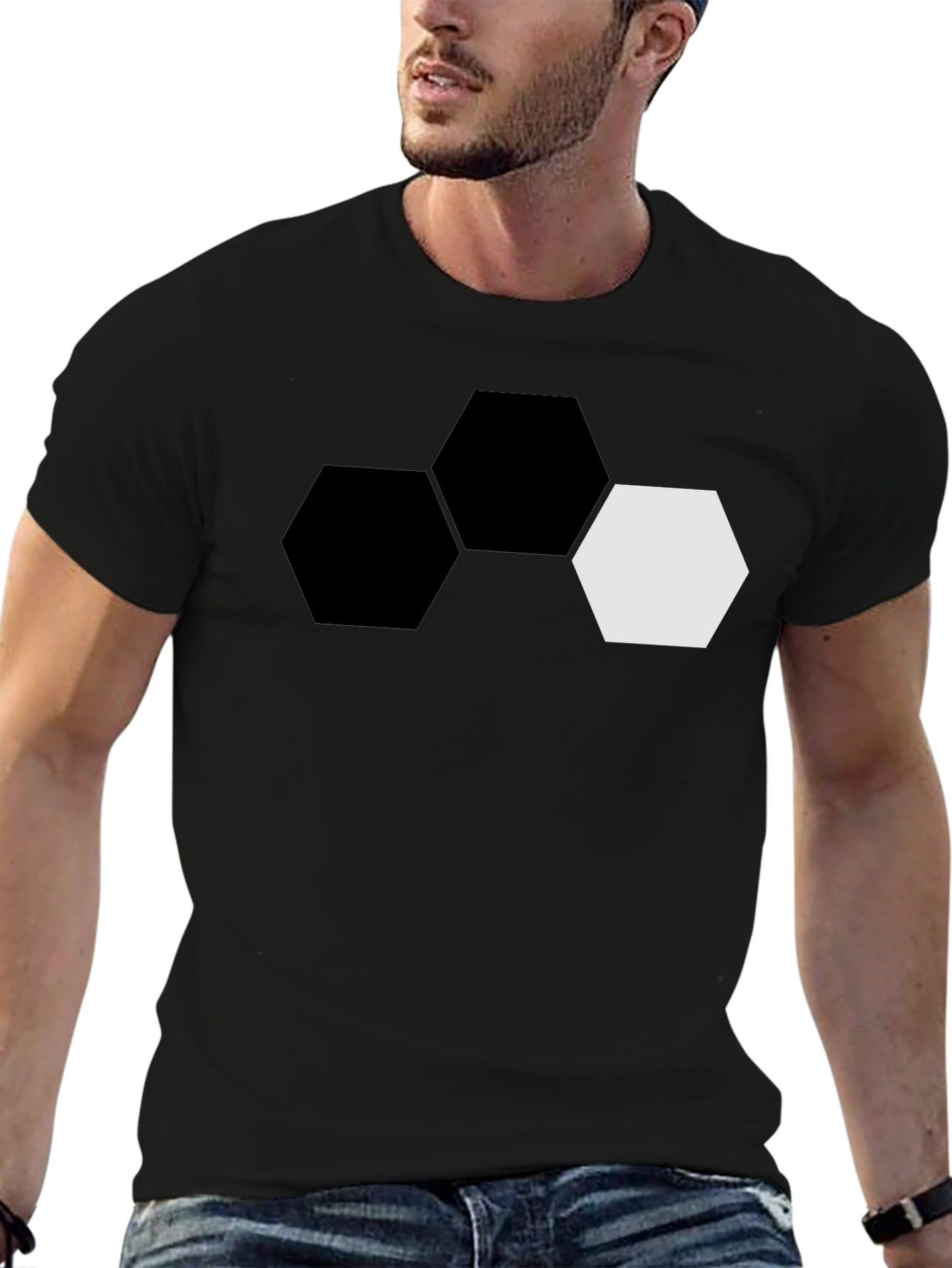 Hexagon Graphic Tee - Modern Geometric Design