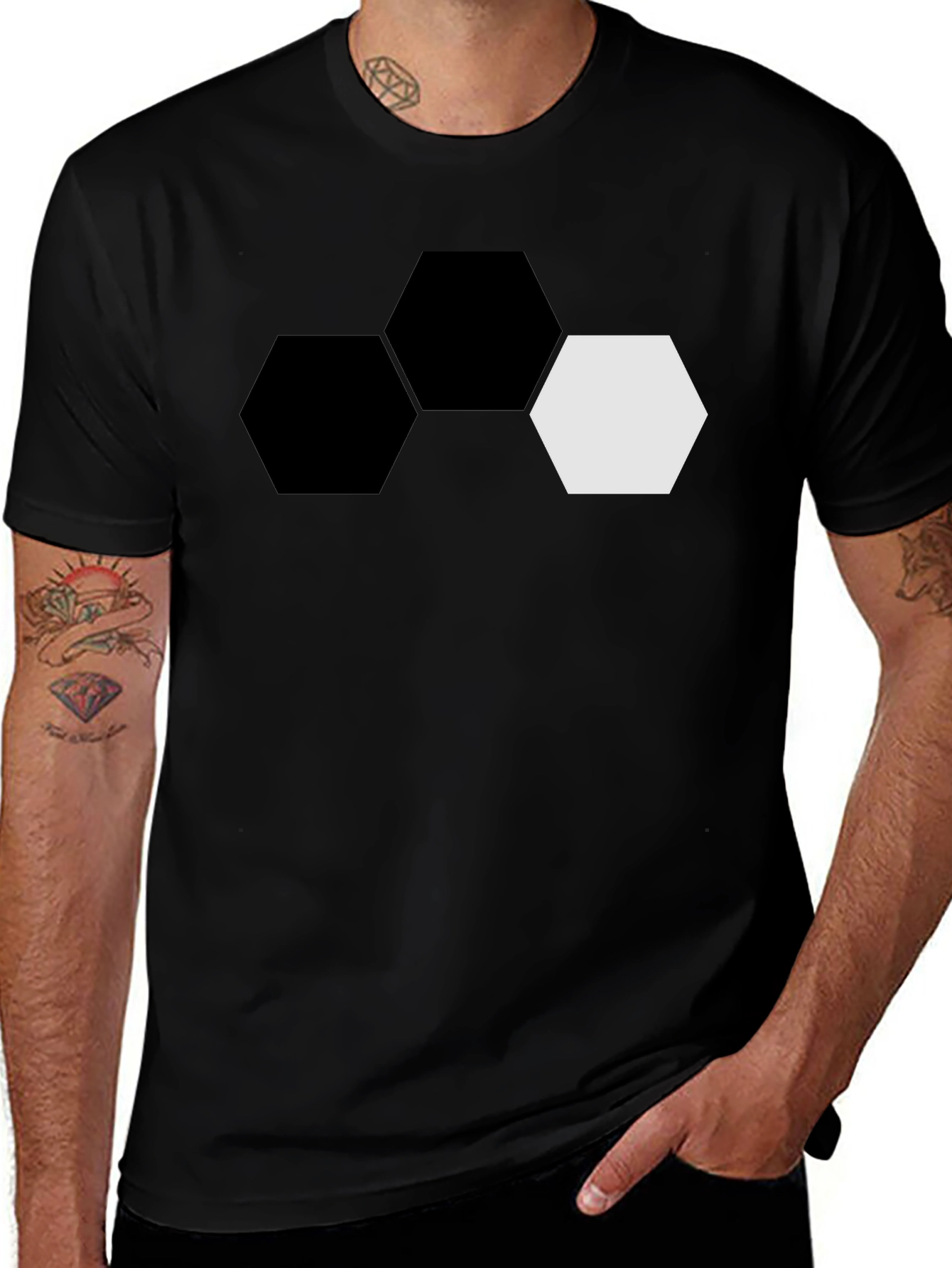 Hexagon Graphic Tee - Modern Geometric Design