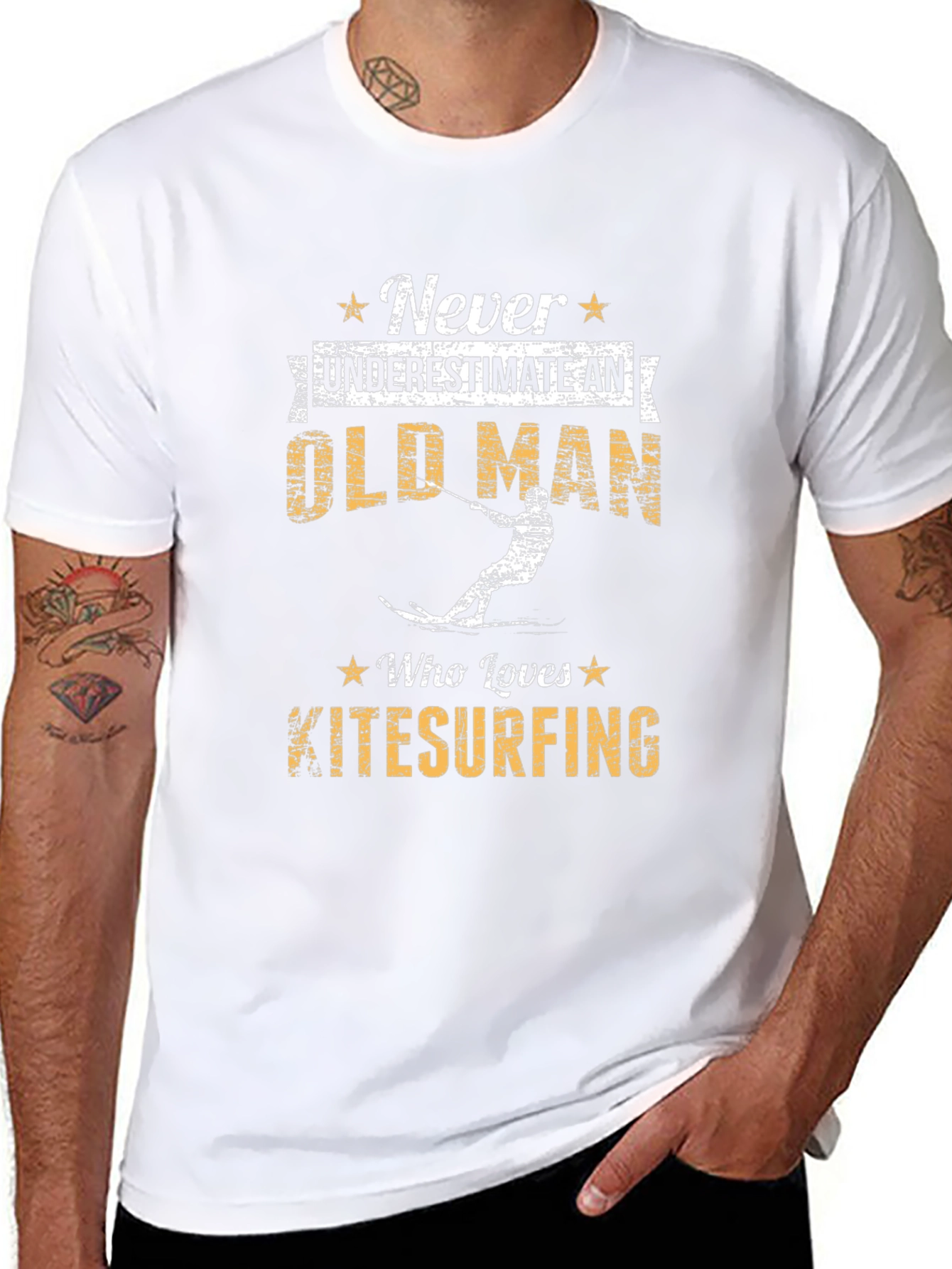 Never Underestimate Old Man Kitesurfing Graphic Tee