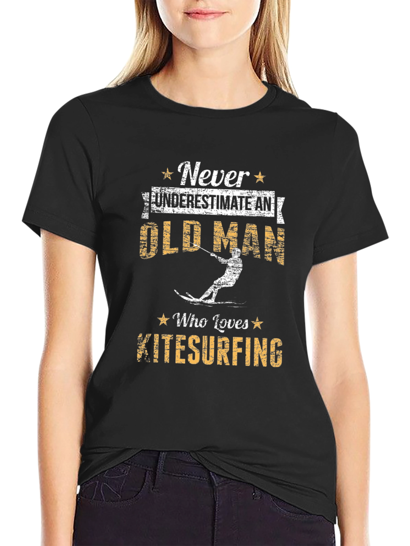 Never Underestimate Old Man Kitesurfing Graphic Tee
