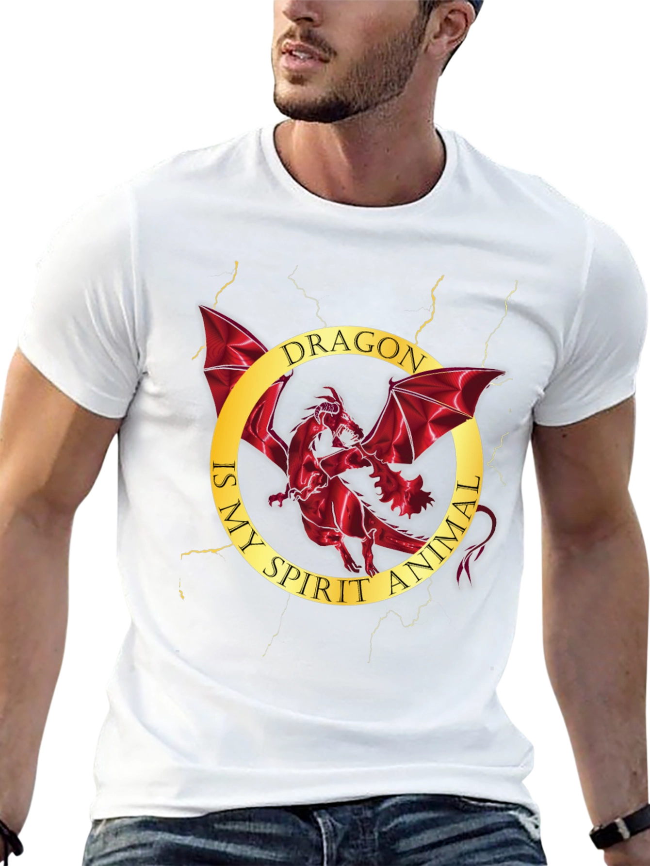 Dragon Spirit Animal Graphic Tee - Mens Black T-Shirt