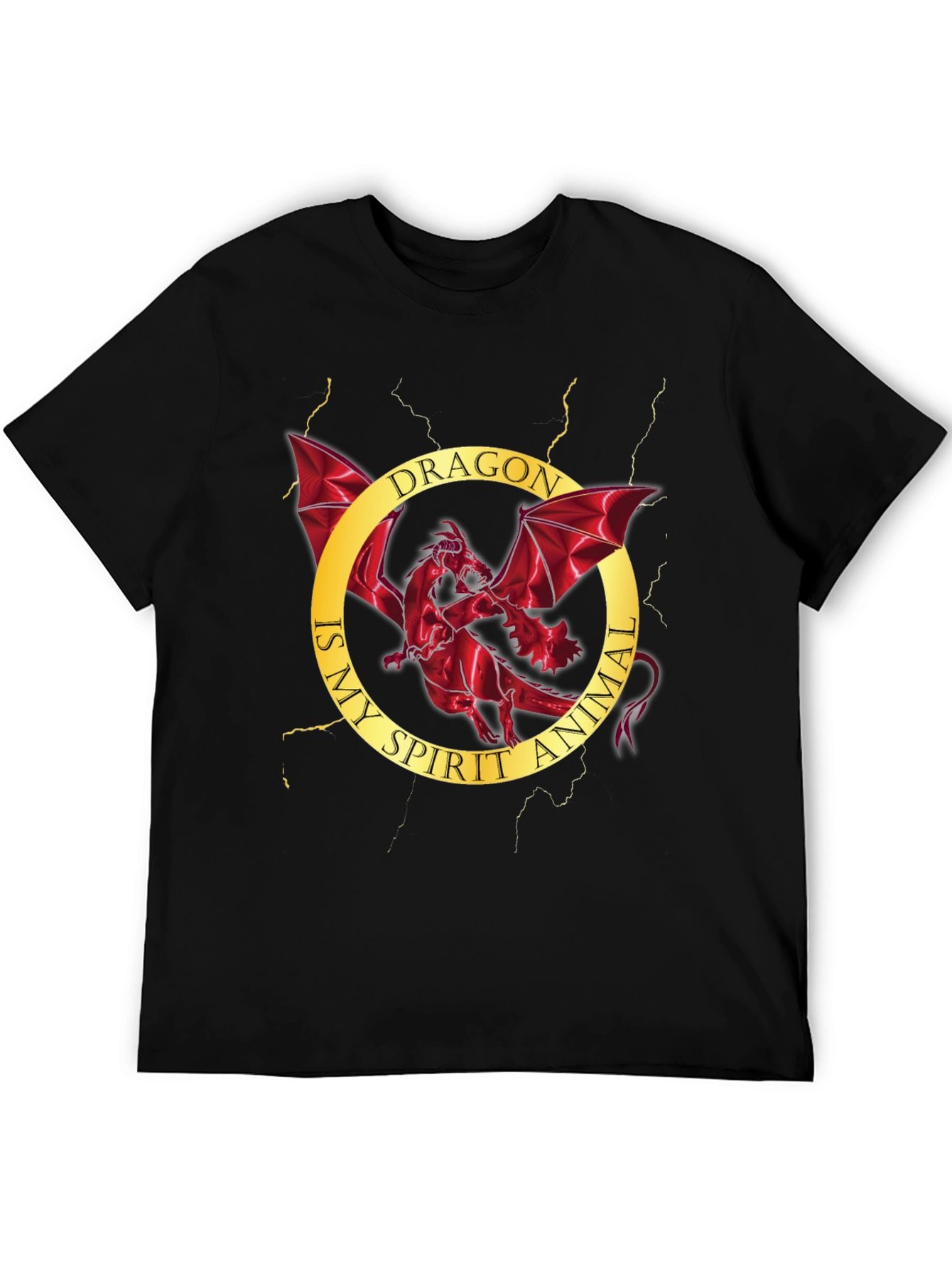 Dragon Spirit Animal Graphic Tee - Mens Black T-Shirt