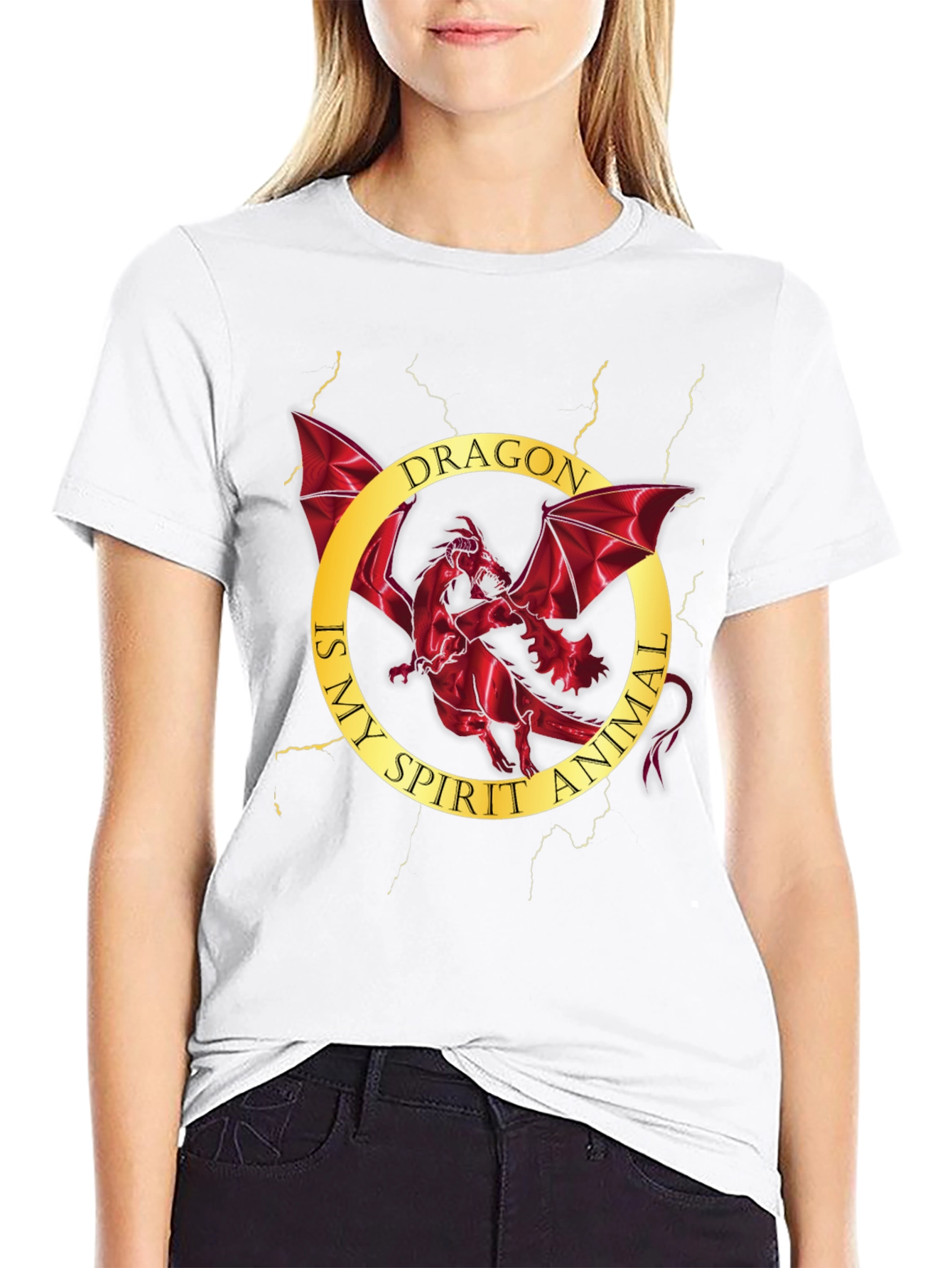 Dragon Spirit Animal Graphic Tee - Mens Black T-Shirt