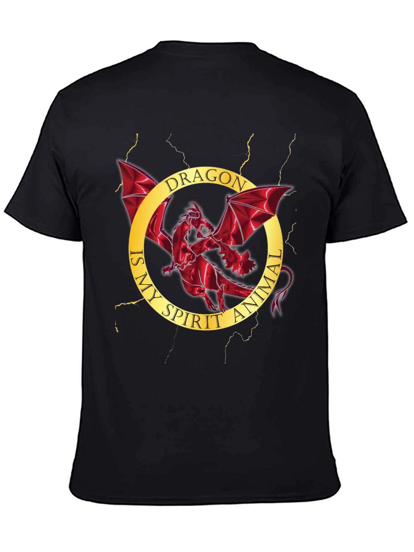 Dragon Spirit Animal Graphic Tee - Mens Black T-Shirt