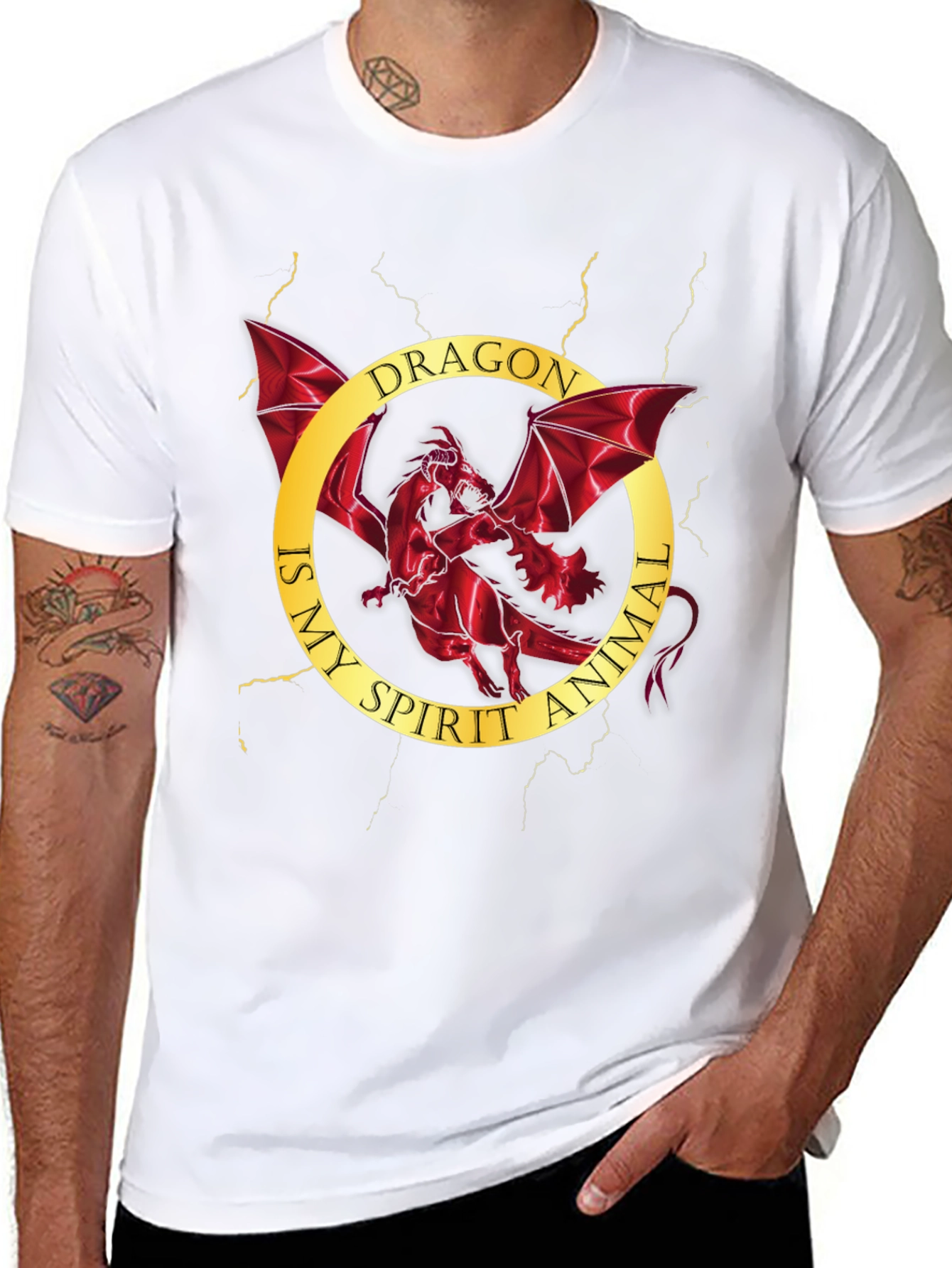 Dragon Spirit Animal Graphic Tee - Mens Black T-Shirt