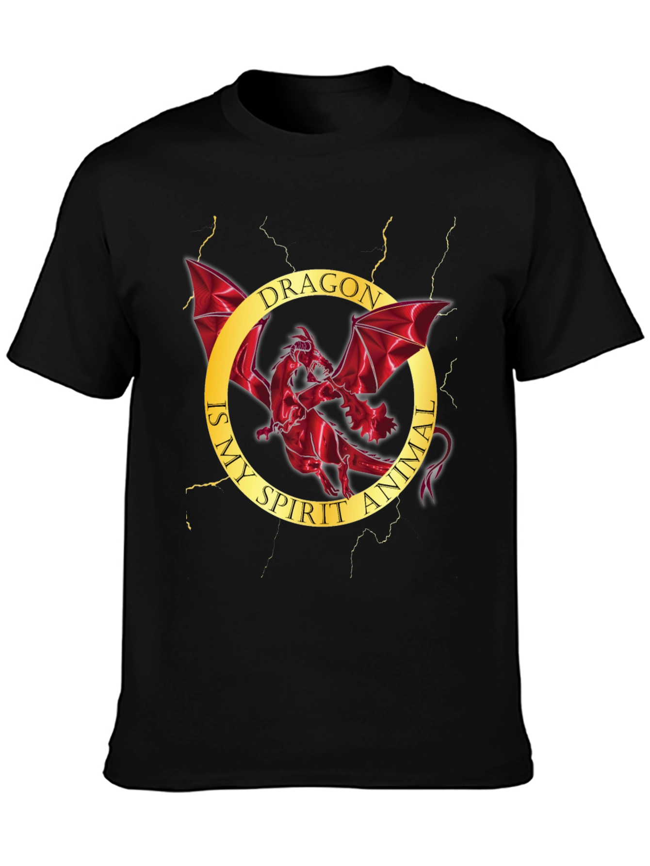 Dragon Spirit Animal Graphic Tee - Mens Black T-Shirt