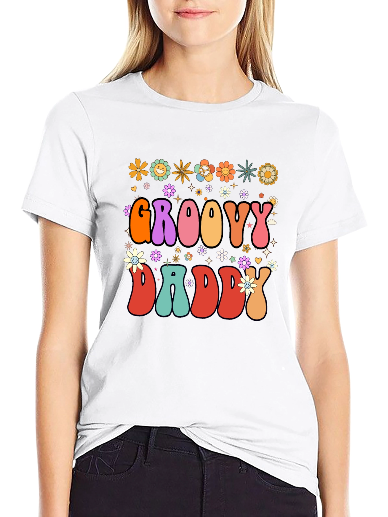 Groovy Daddy T-Shirt - Retro Floral Design