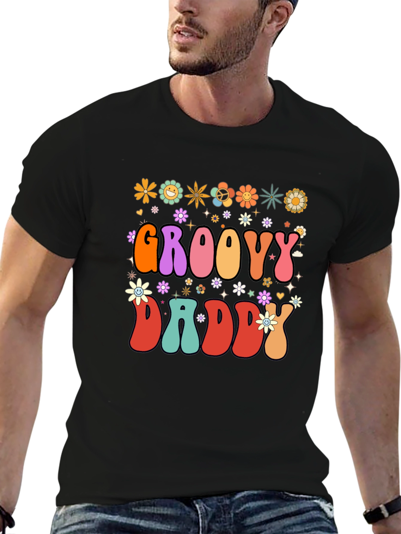 Groovy Daddy T-Shirt - Retro Floral Design