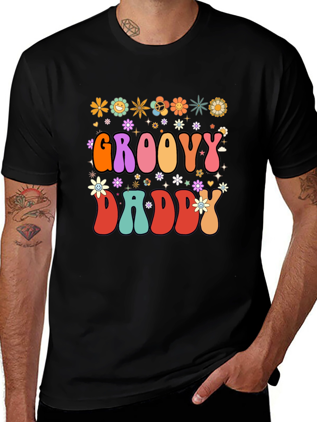 Groovy Daddy T-Shirt - Retro Floral Design