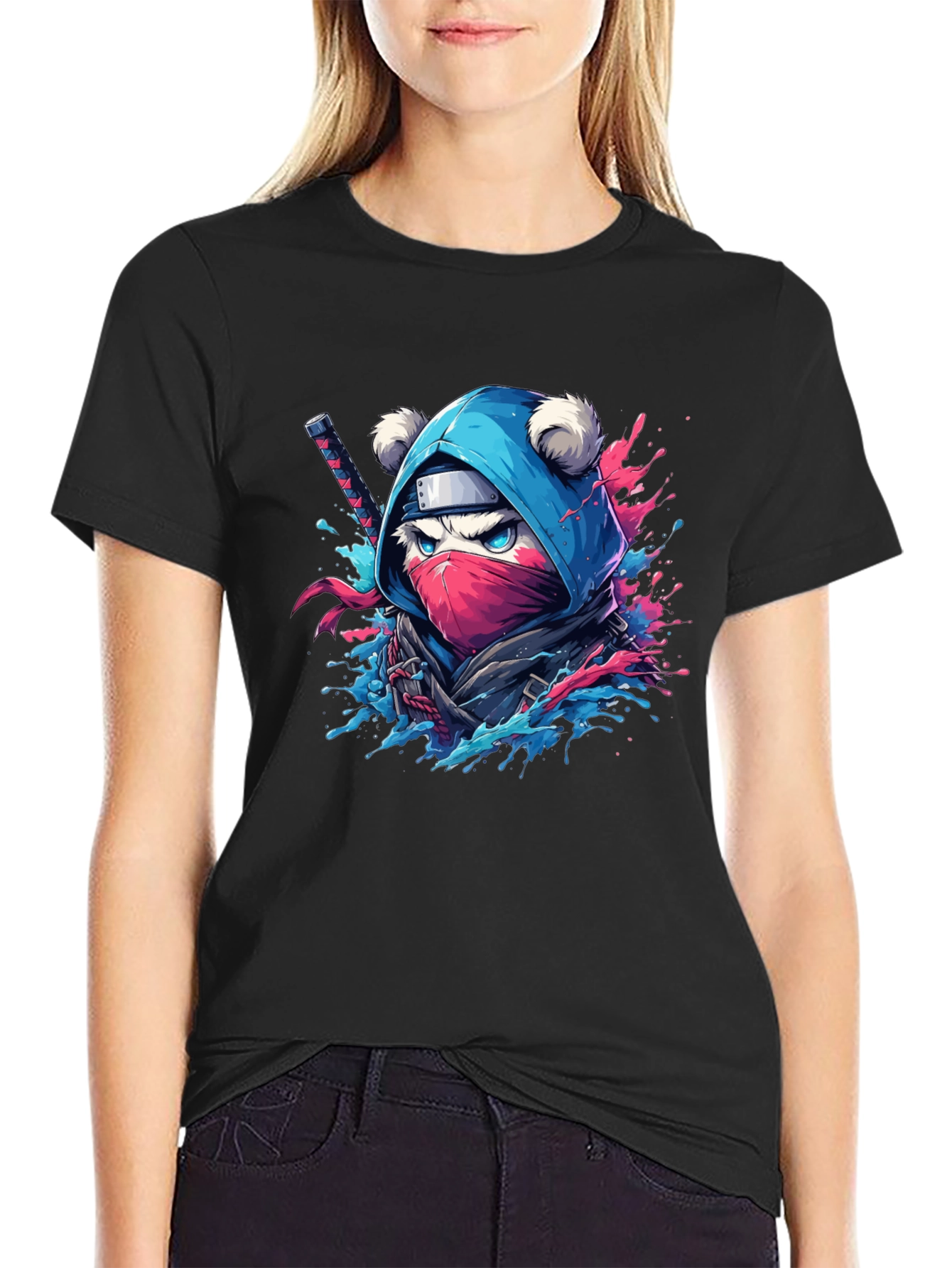 Ninja Bear Graphic Tee - Black T-Shirt