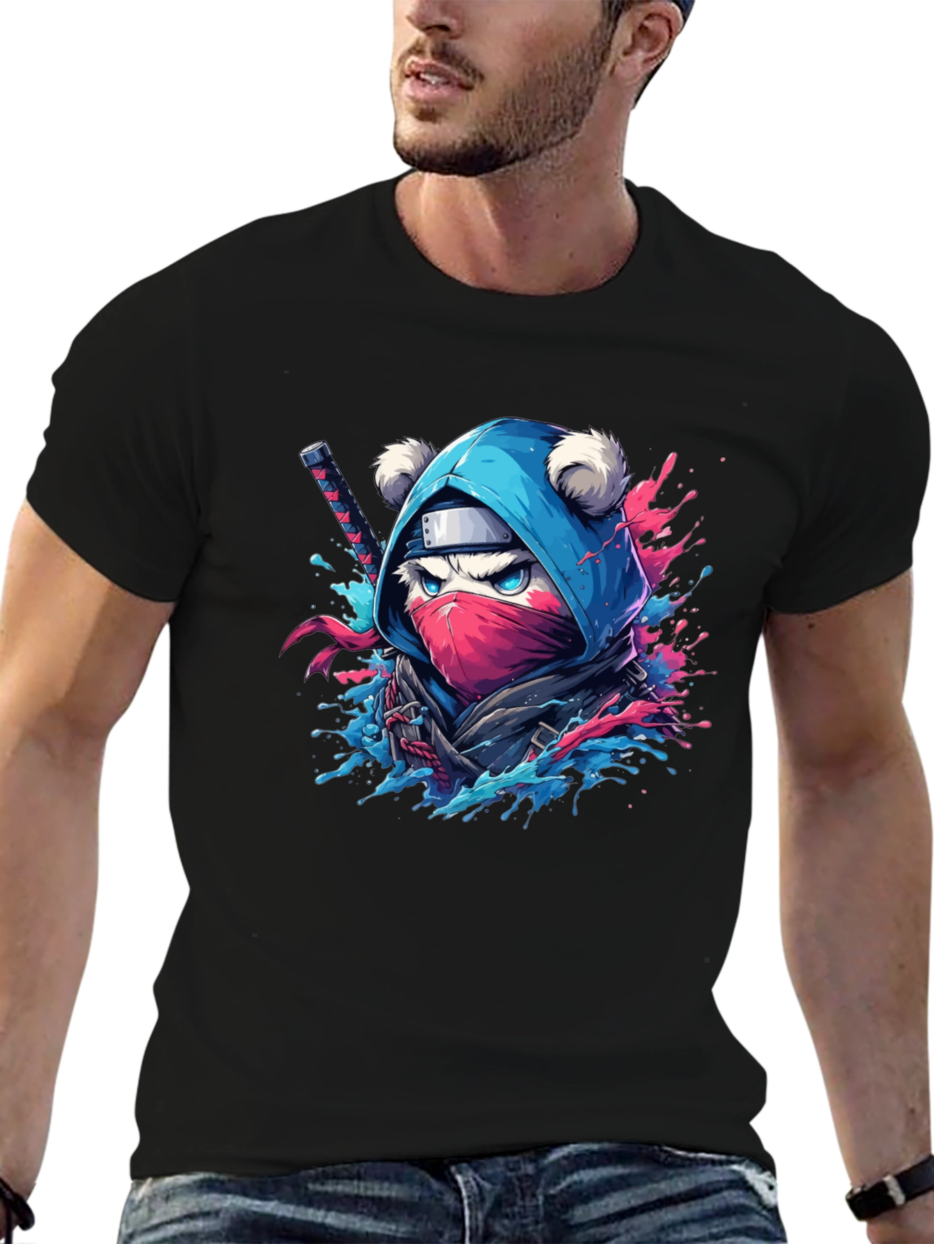 Ninja Bear Graphic Tee - Black T-Shirt