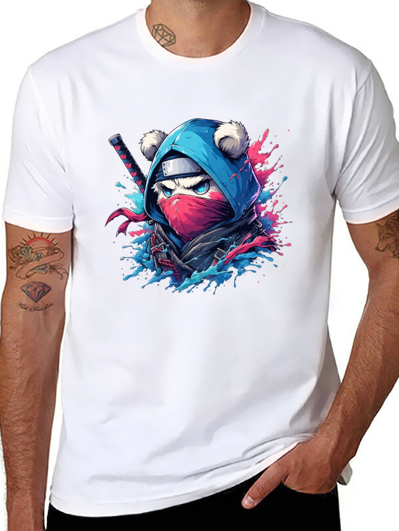 Ninja Bear Graphic Tee - Black T-Shirt