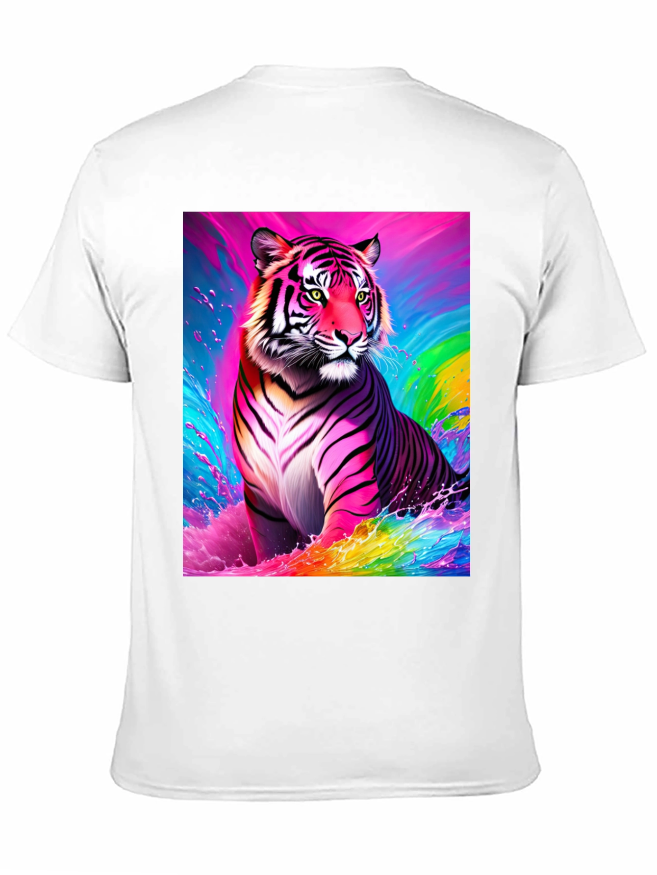 Rainbow Tiger Graphic Tee - Bold Black T-Shirt