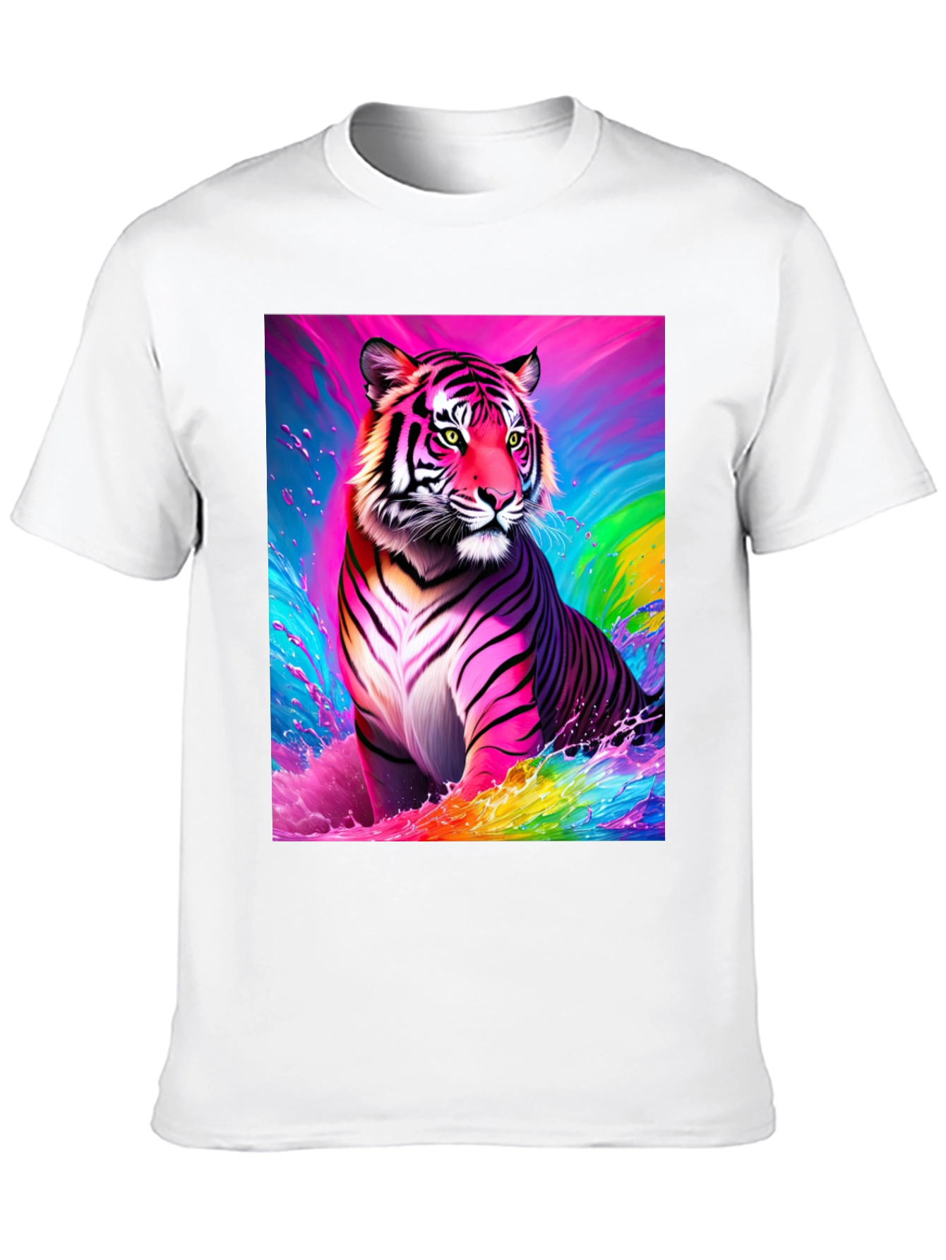 Rainbow Tiger Graphic Tee - Bold Black T-Shirt