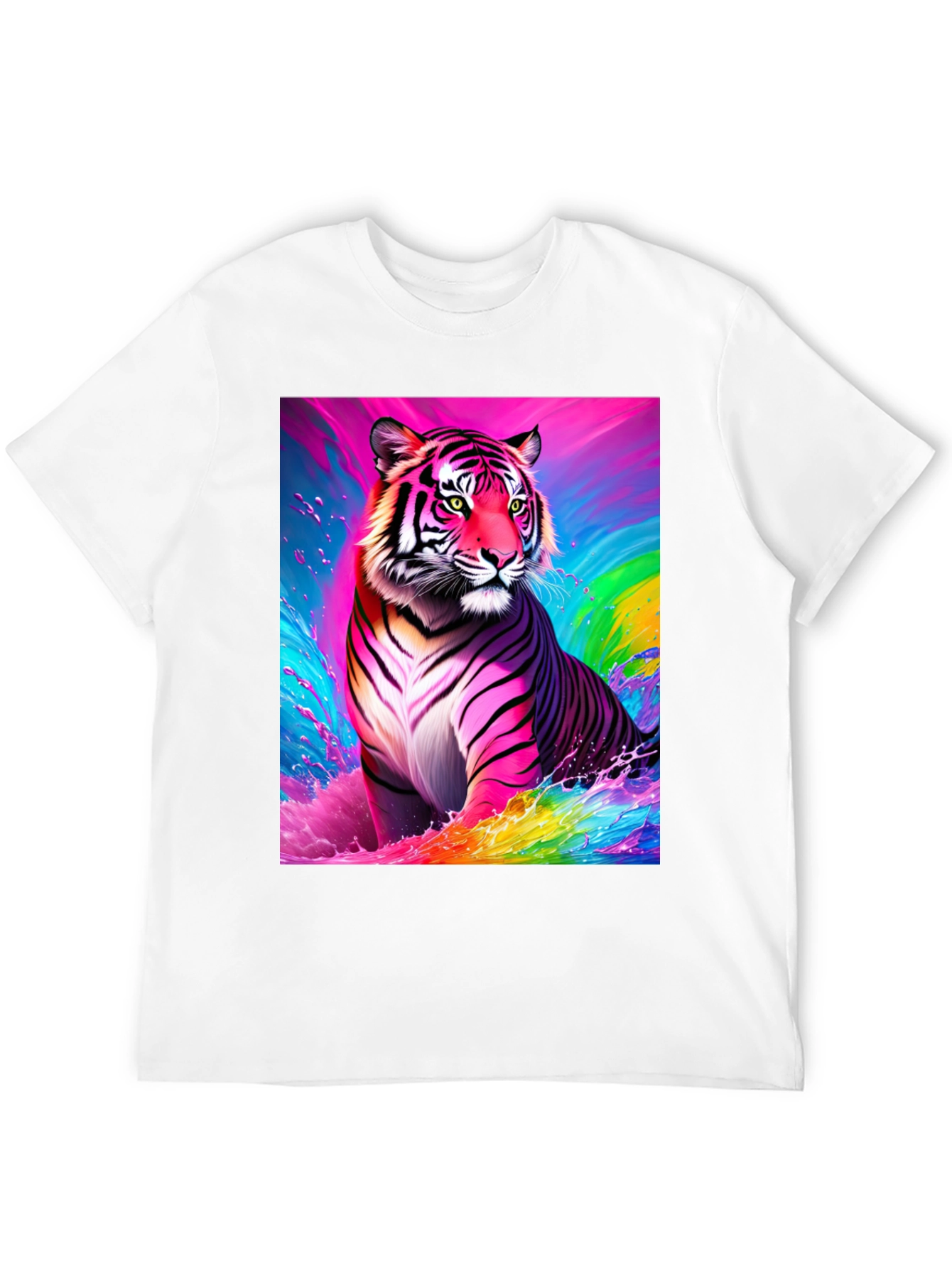 Rainbow Tiger Graphic Tee - Bold Black T-Shirt