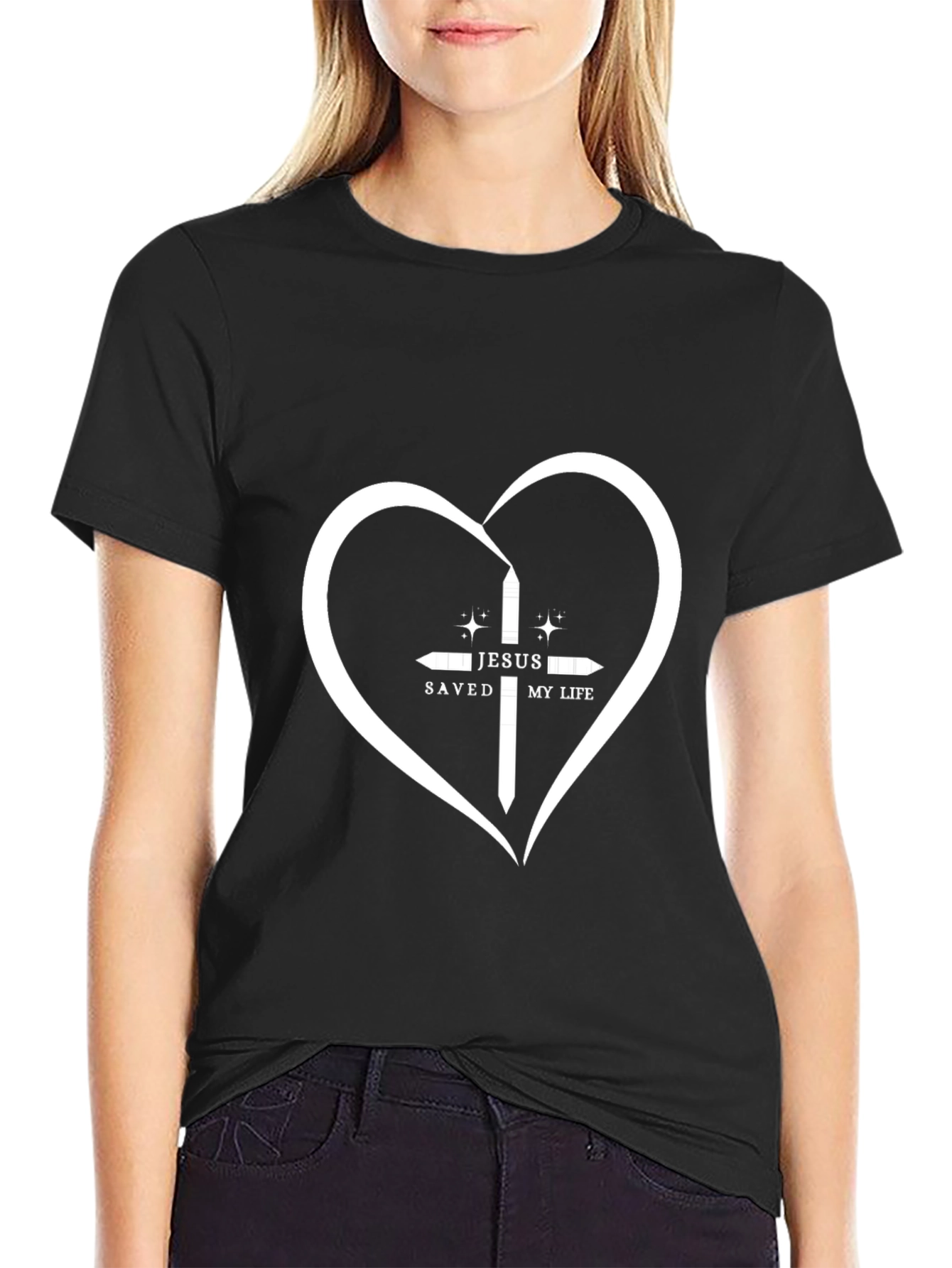 Jesus Saved My Life Heart T-Shirt - Christian Apparel
