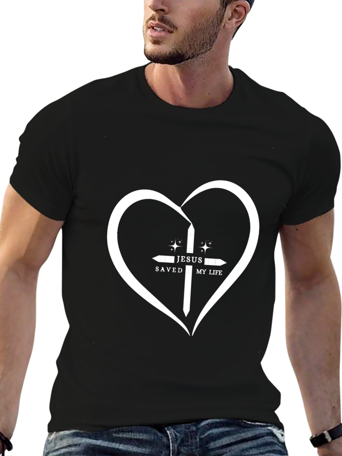 Jesus Saved My Life Heart T-Shirt - Christian Apparel