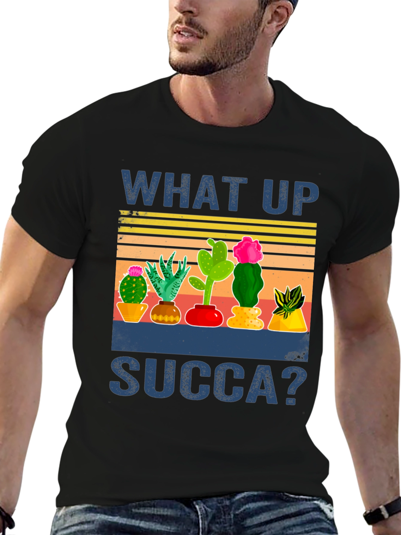 What Up Succa Cactus Graphic T-Shirt
