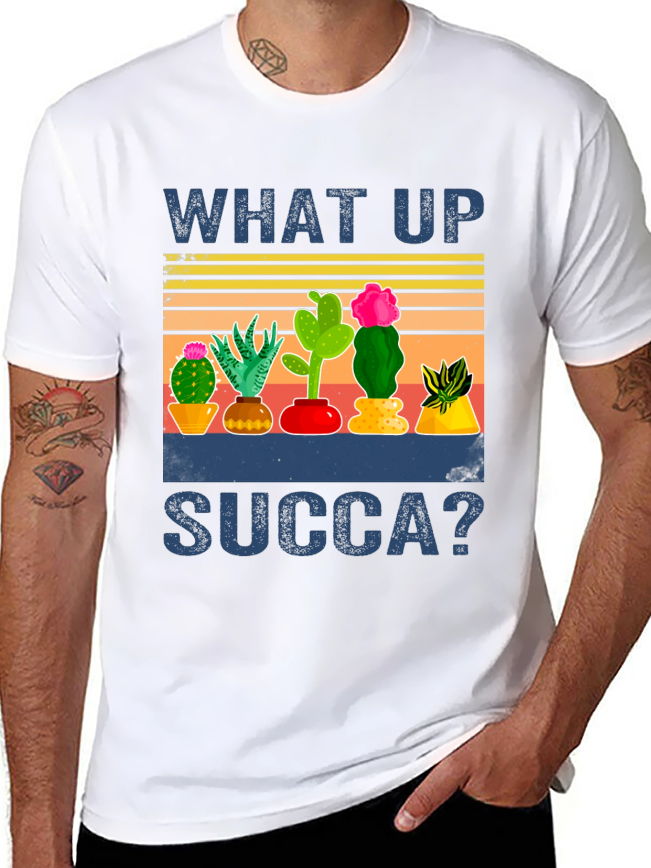 What Up Succa Cactus Graphic T-Shirt
