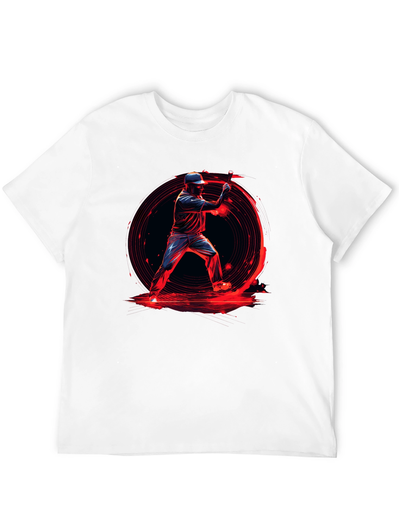 Baseball Hitter Graphic Tee - Black Cotton Blend