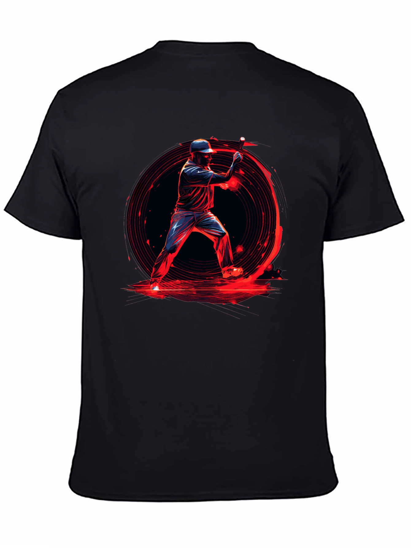 Baseball Hitter Graphic Tee - Black Cotton Blend