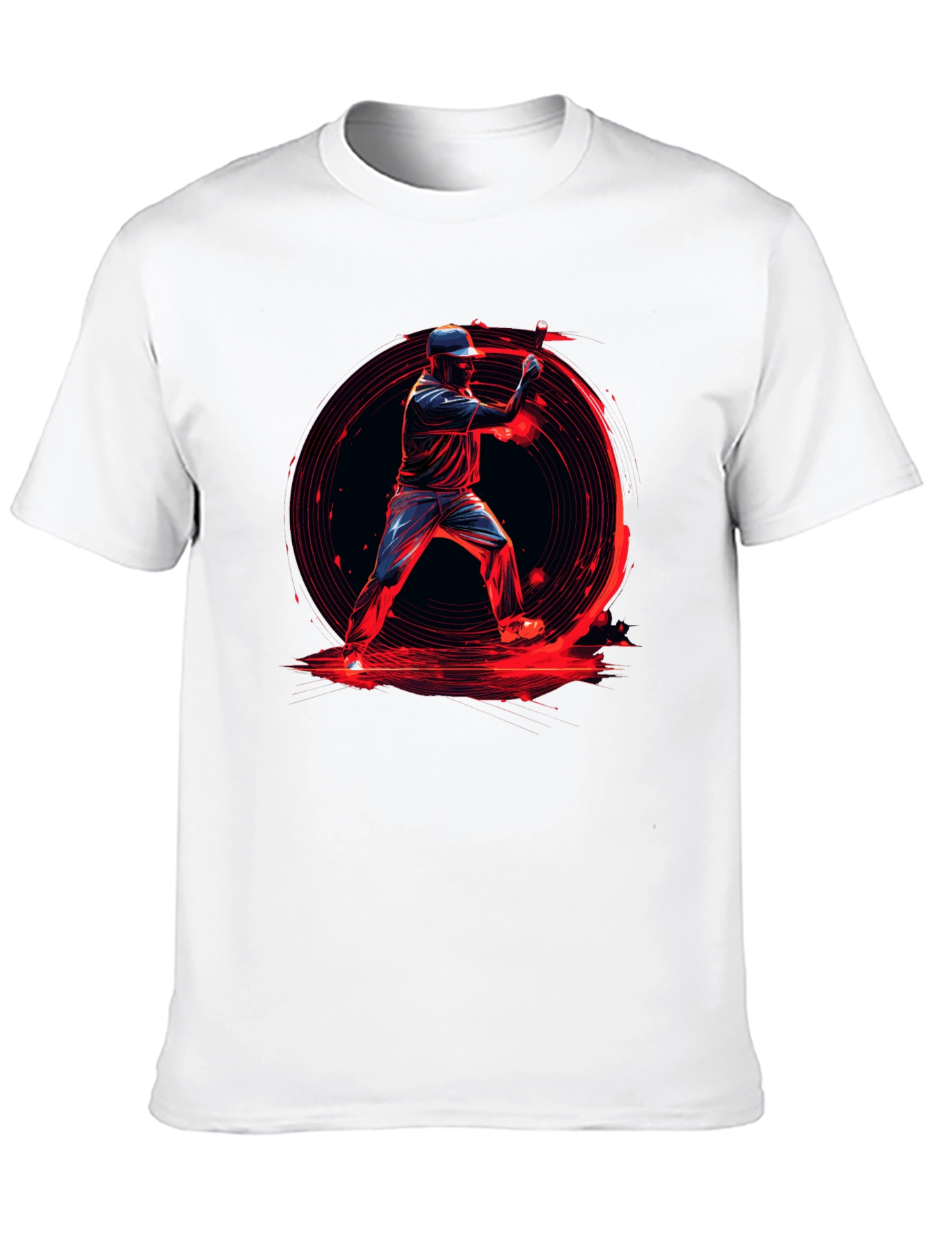 Baseball Hitter Graphic Tee - Black Cotton Blend