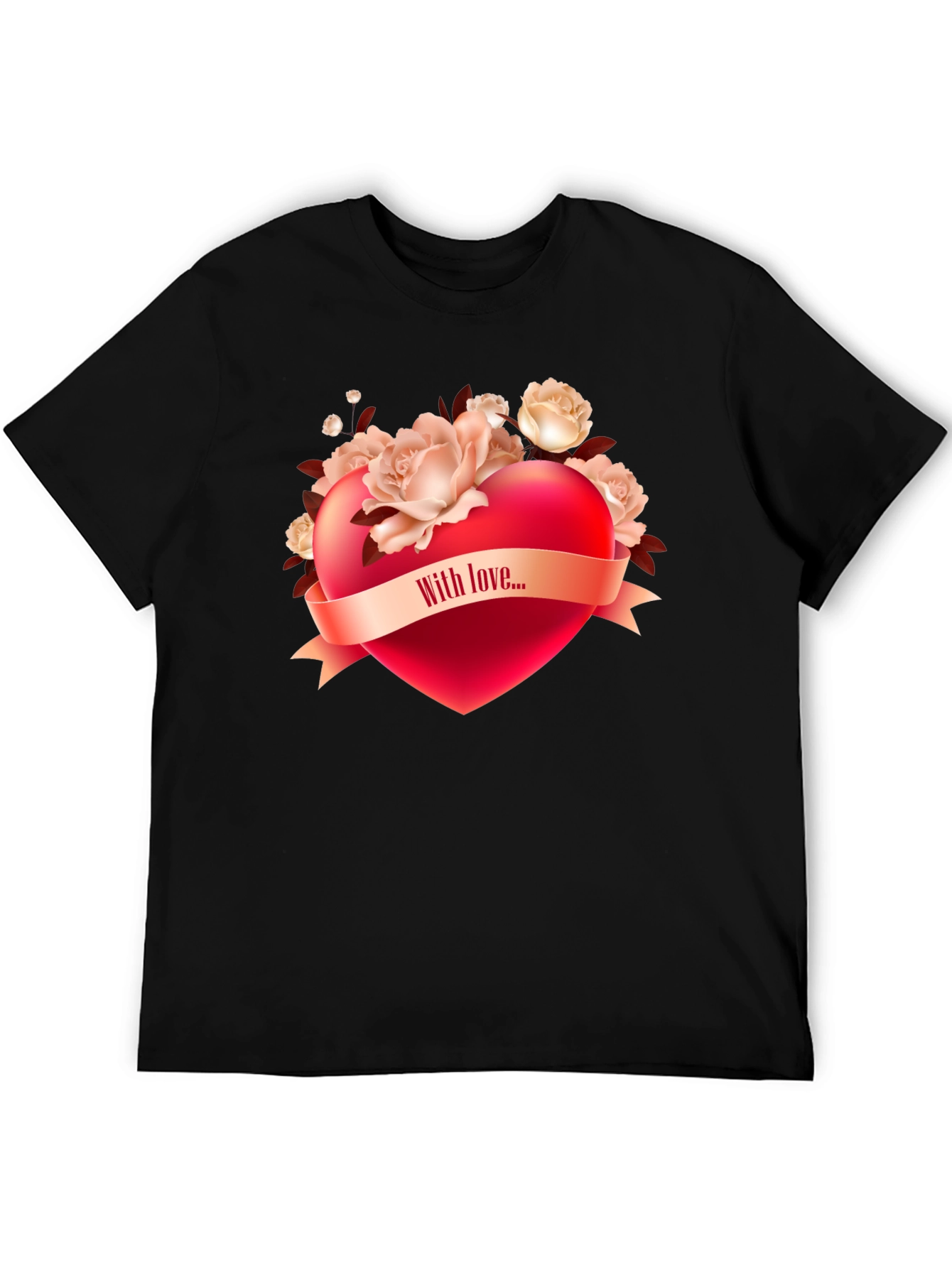 Romantic Heart & Roses Graphic T-Shirt