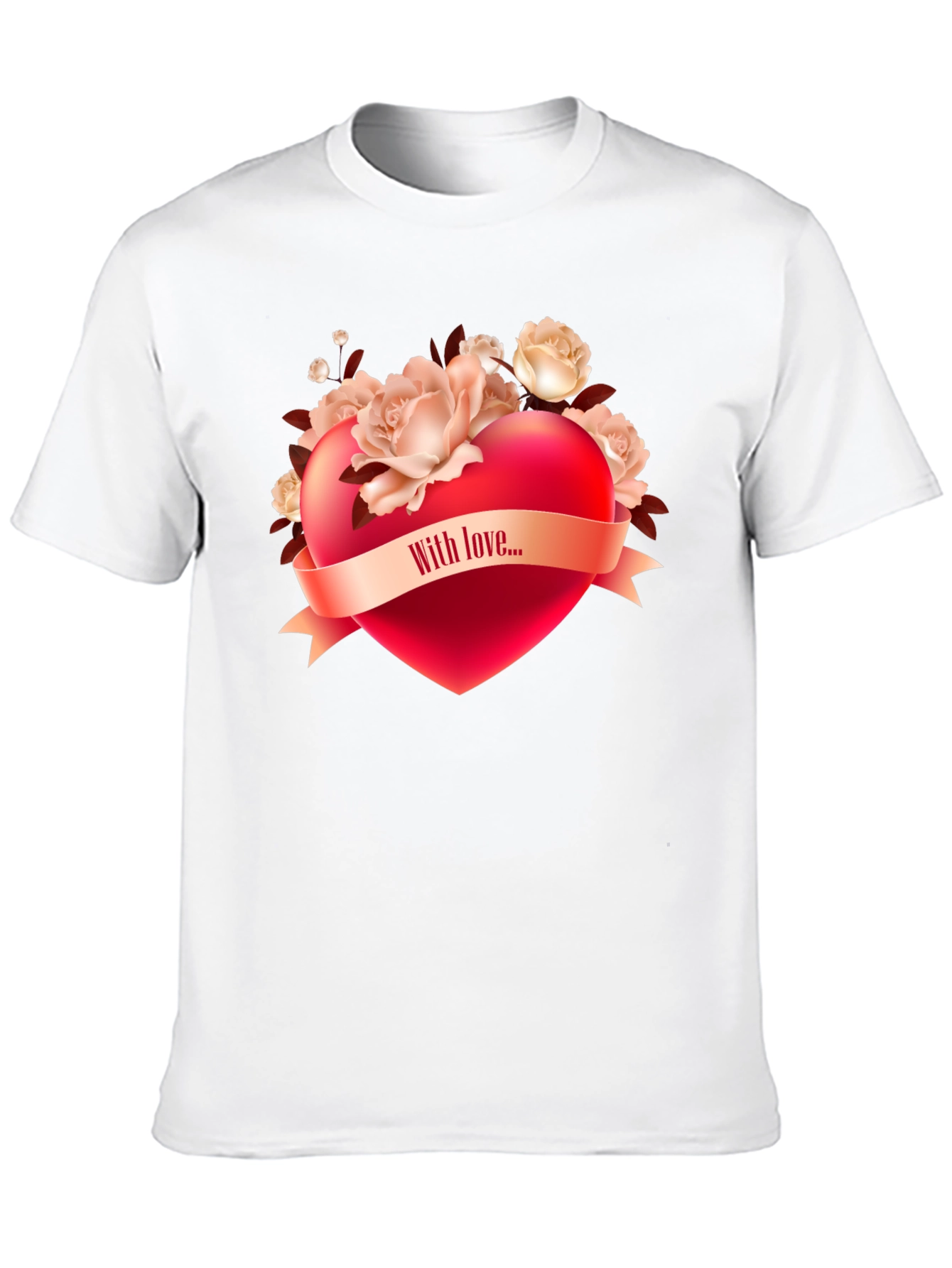 Romantic Heart & Roses Graphic T-Shirt