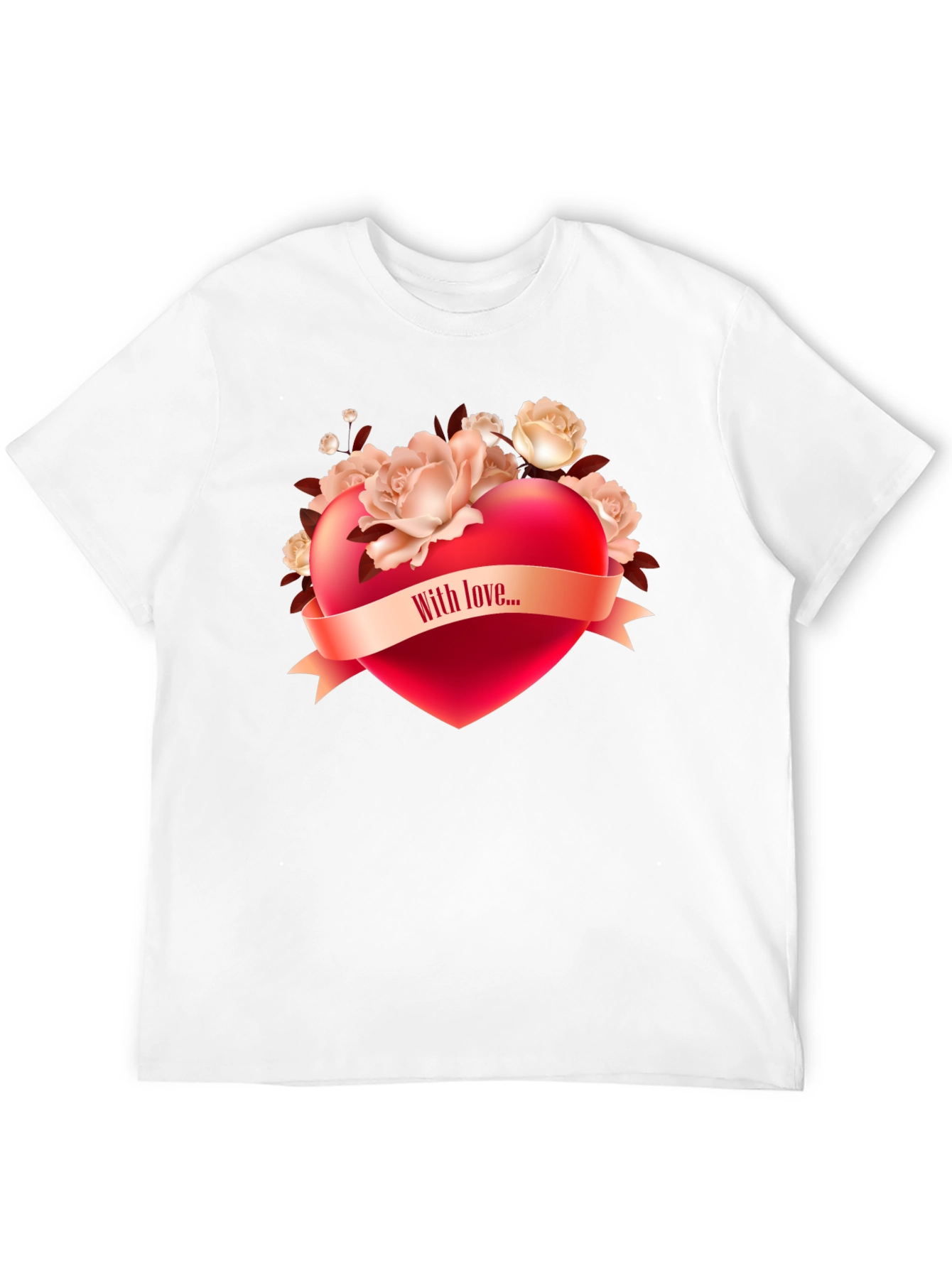 Romantic Heart & Roses Graphic T-Shirt