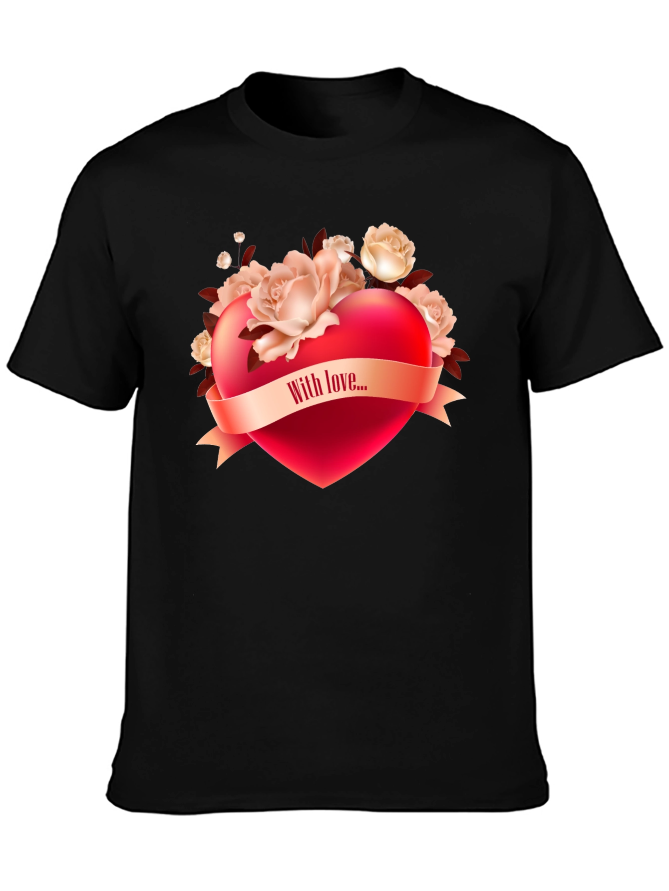 Romantic Heart & Roses Graphic T-Shirt