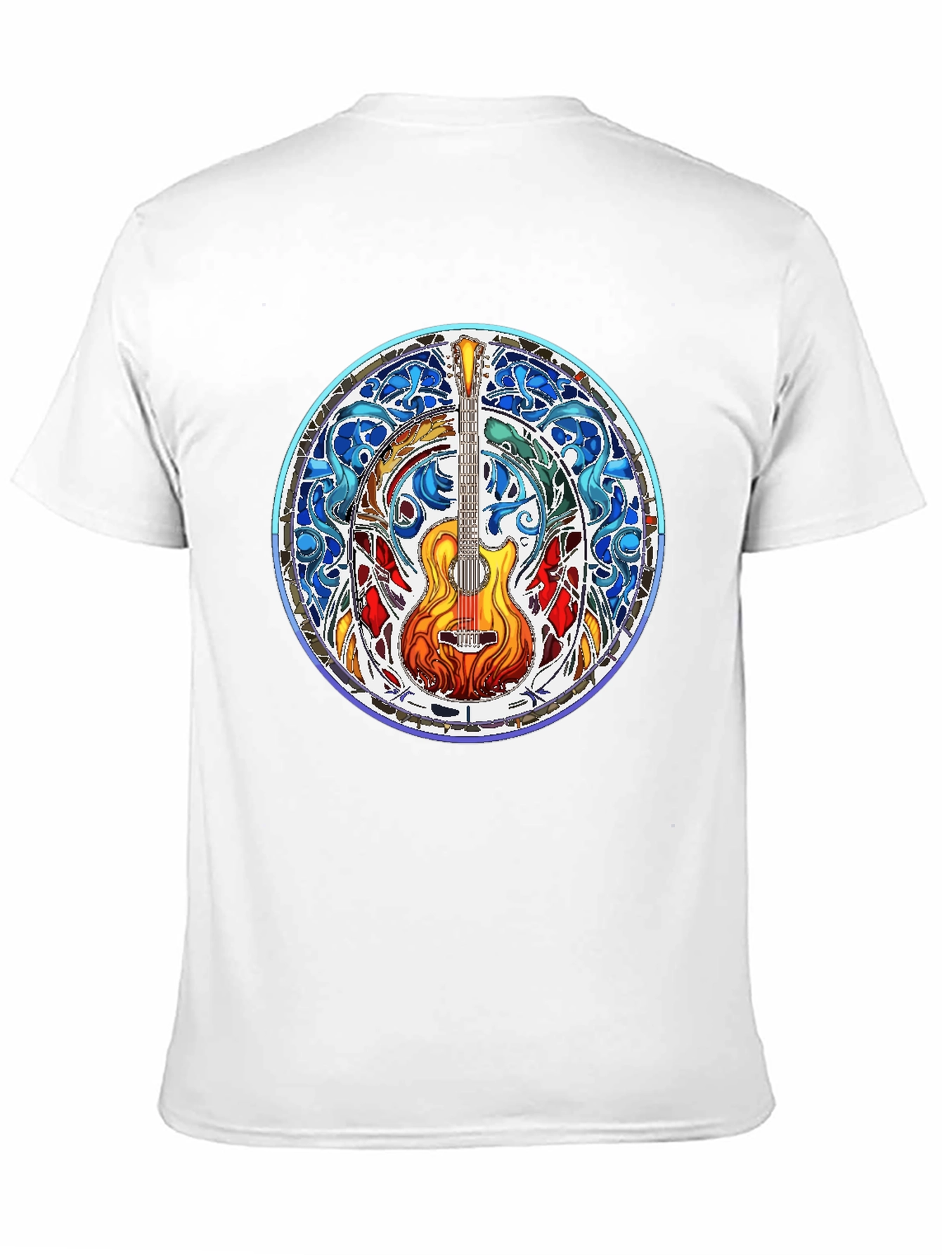 Stained Glass Guitar Tee - Musical Art Shirt