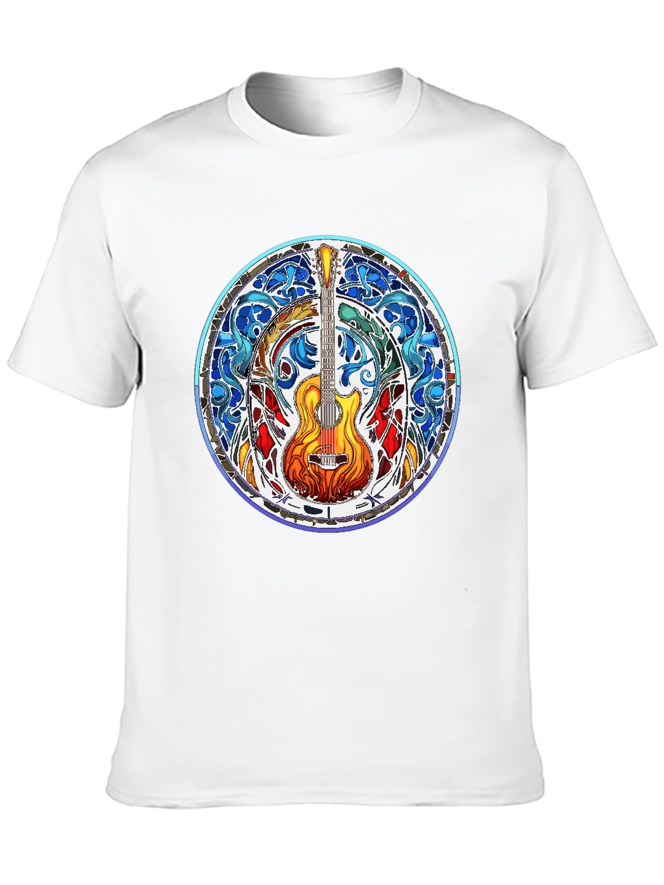 Stained Glass Guitar Tee - Musical Art Shirt